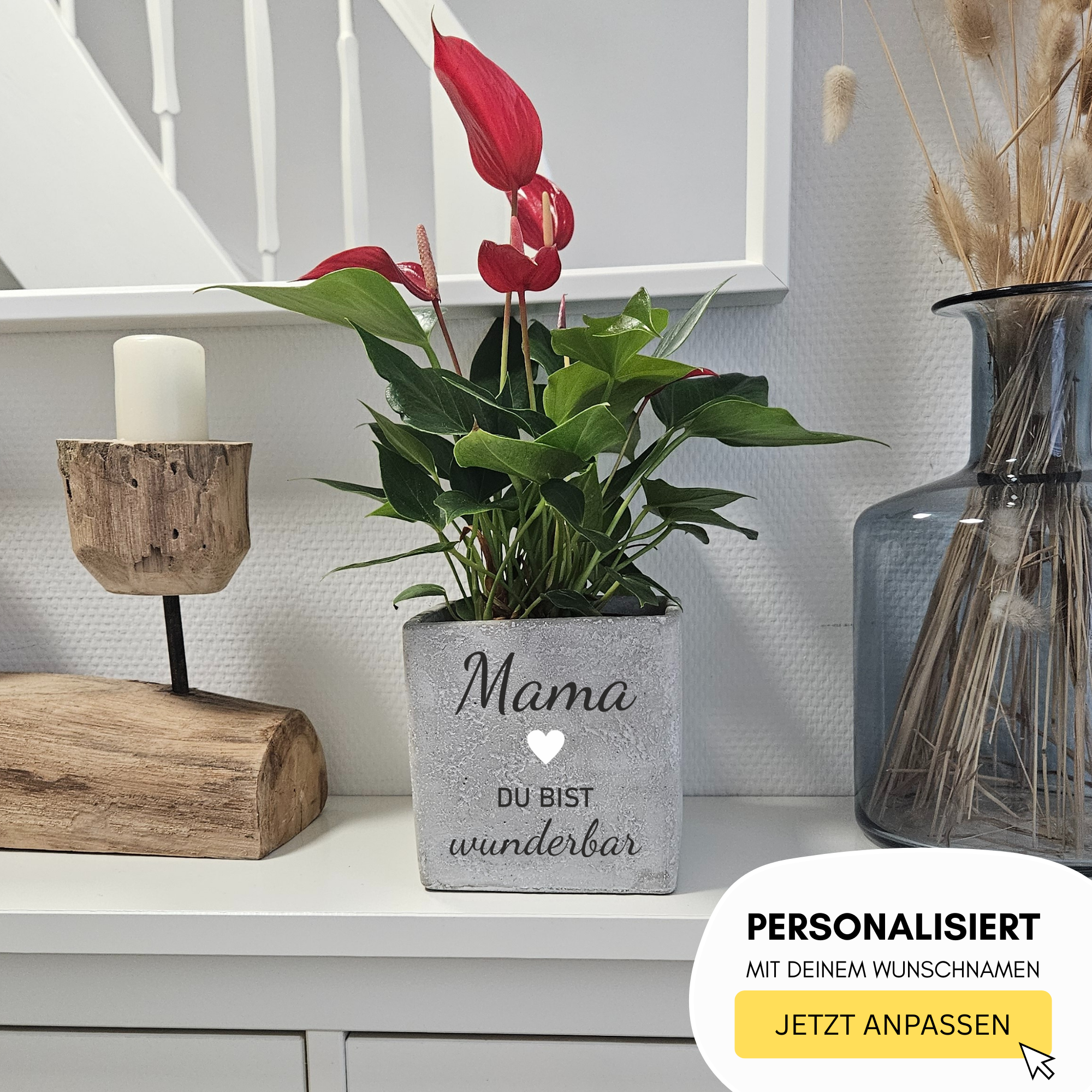 Personalisiertes Geschenk – Geburtstagsgeschenk Mama & Geburtstagsgeschenk Oma – Blumentopf „Du bist wunderbar“