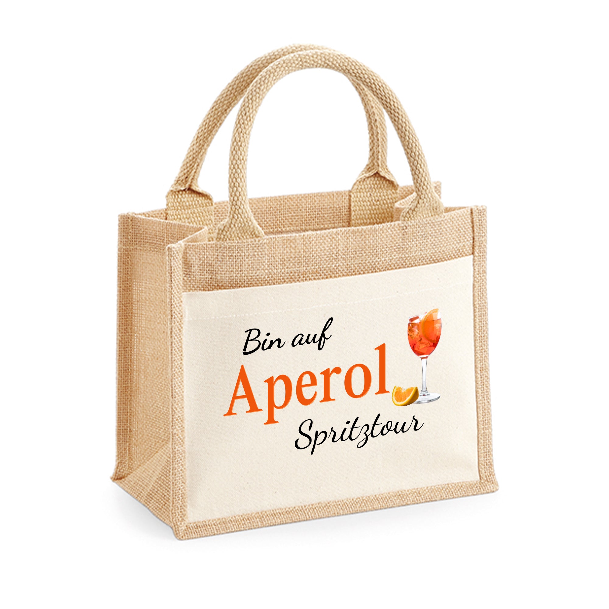 Aperol Geschenk Tasche „Bin auf Aperol Spritztour“ – Jutetasche in 3 Größen
