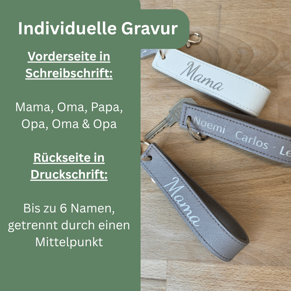 Personalisierter Schlüsselanhänger mit Namen & Gravur – Mama, Oma, Papa oder Opa