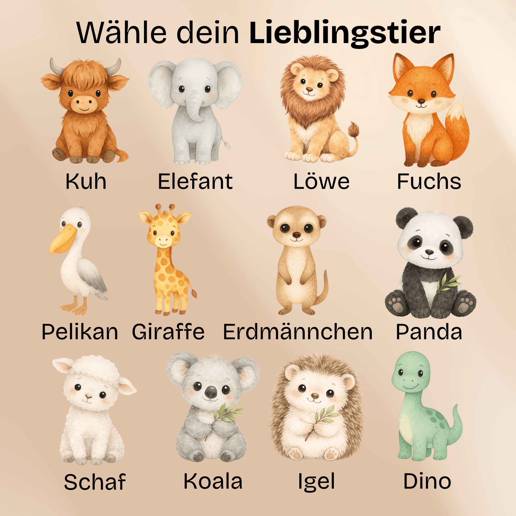 Personalisierte Erinnerungskiste Baby aus Holz – mit Tiermotiv & Geburtsdaten