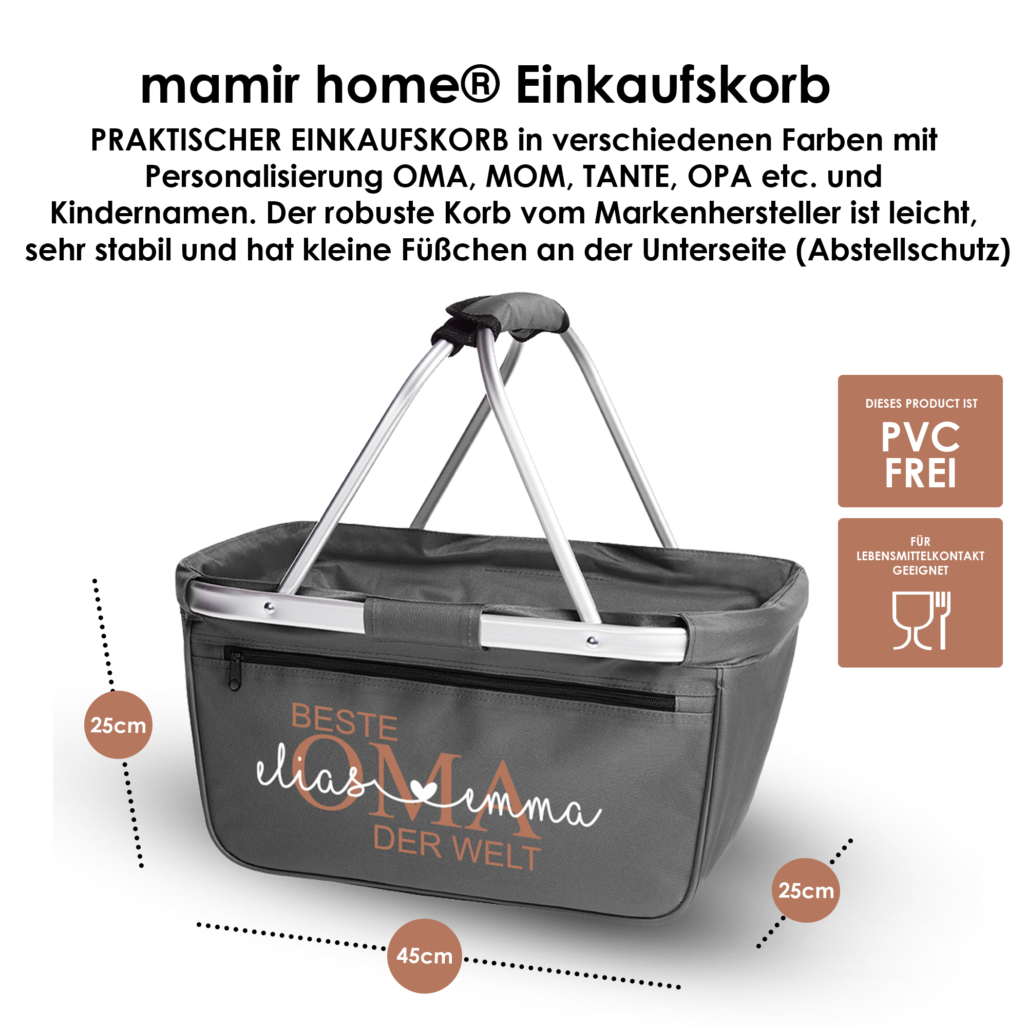 Einkaufskorb personalisiert „Beste Oma der Welt“ – Geschenk Beste Oma mit Kindernamen