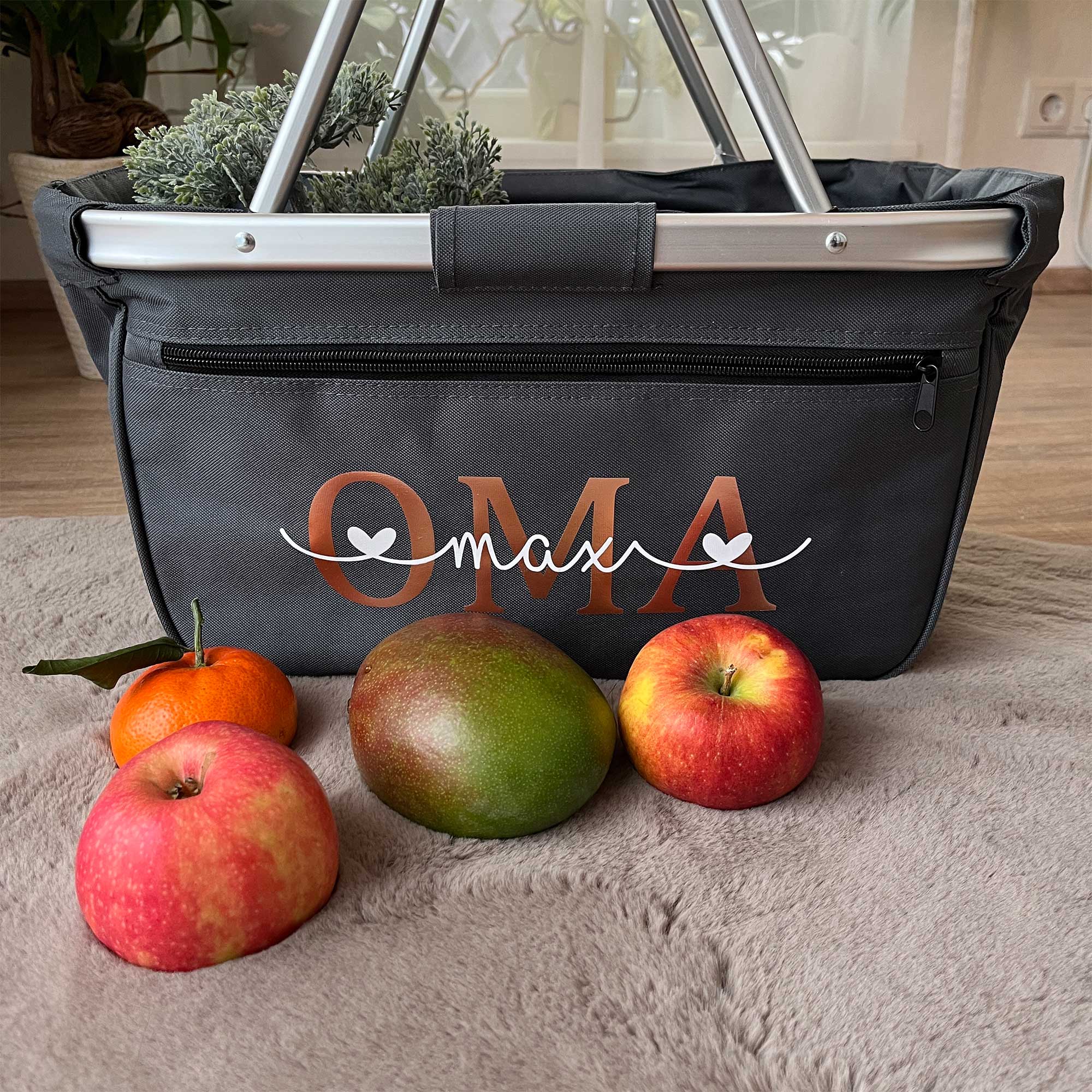 Einkaufskorb personalisiert – Oma Geschenk mit Kindernamen & Herzen | OMA Einkaufskorb in Top Qualität