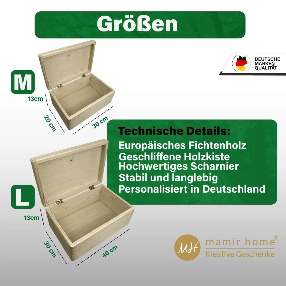 Erinnerungskiste Baby personalisiert mit Blumenkranz | Erinnerungskiste Geburt | Holzkiste Geschenk zur Geburt