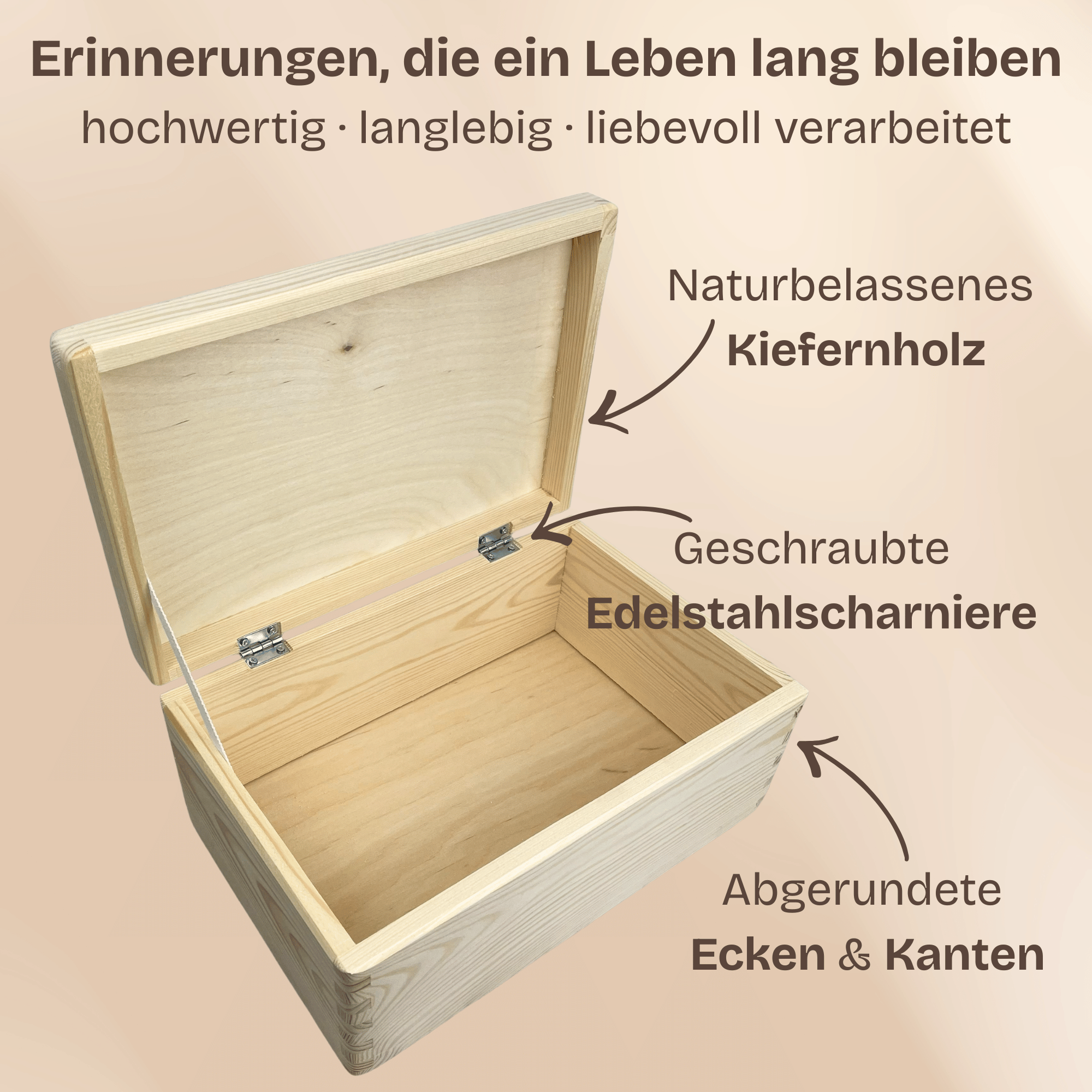 Personalisierte Erinnerungskiste Baby aus Holz – mit Tiermotiv & Geburtsdaten