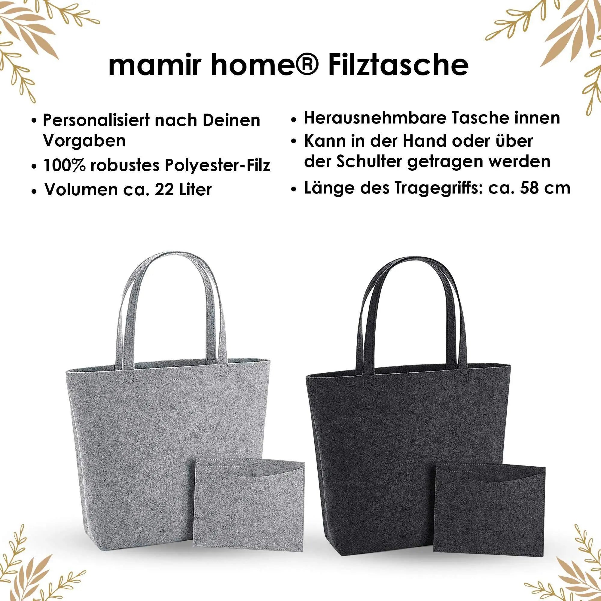 Tasche Oma personalisiert mit Namen & Jahreszahl – Filztasche für Oma