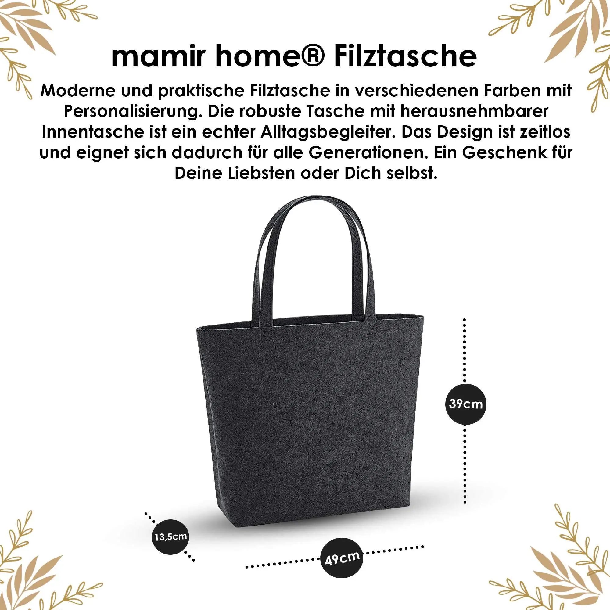 Tasche Oma personalisiert mit Namen & Jahreszahl – Filztasche für Oma