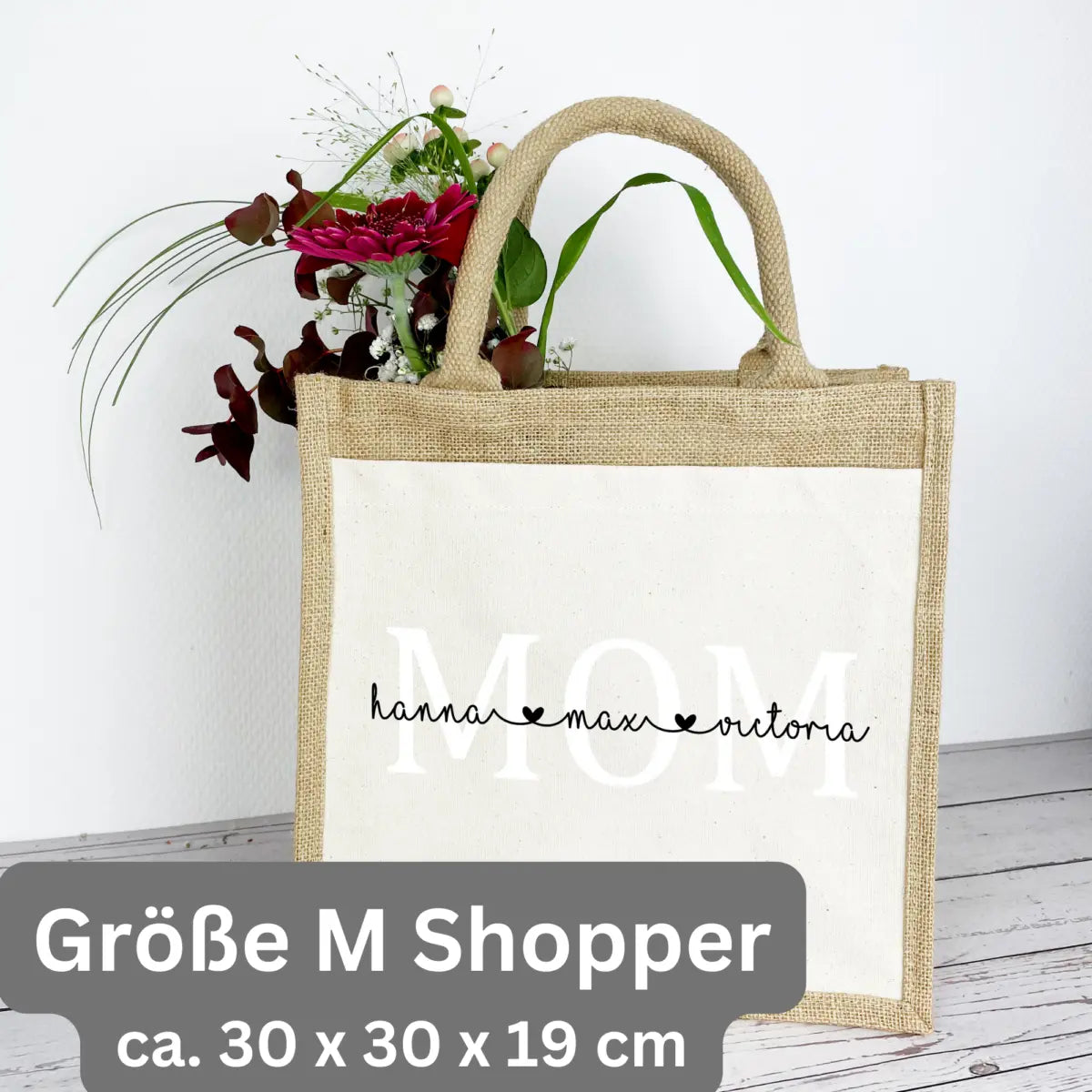 Jutetasche personalisiert für Mama mit Namen | Geschenk für Mama oder Oma zum Geburtstag oder Muttertag