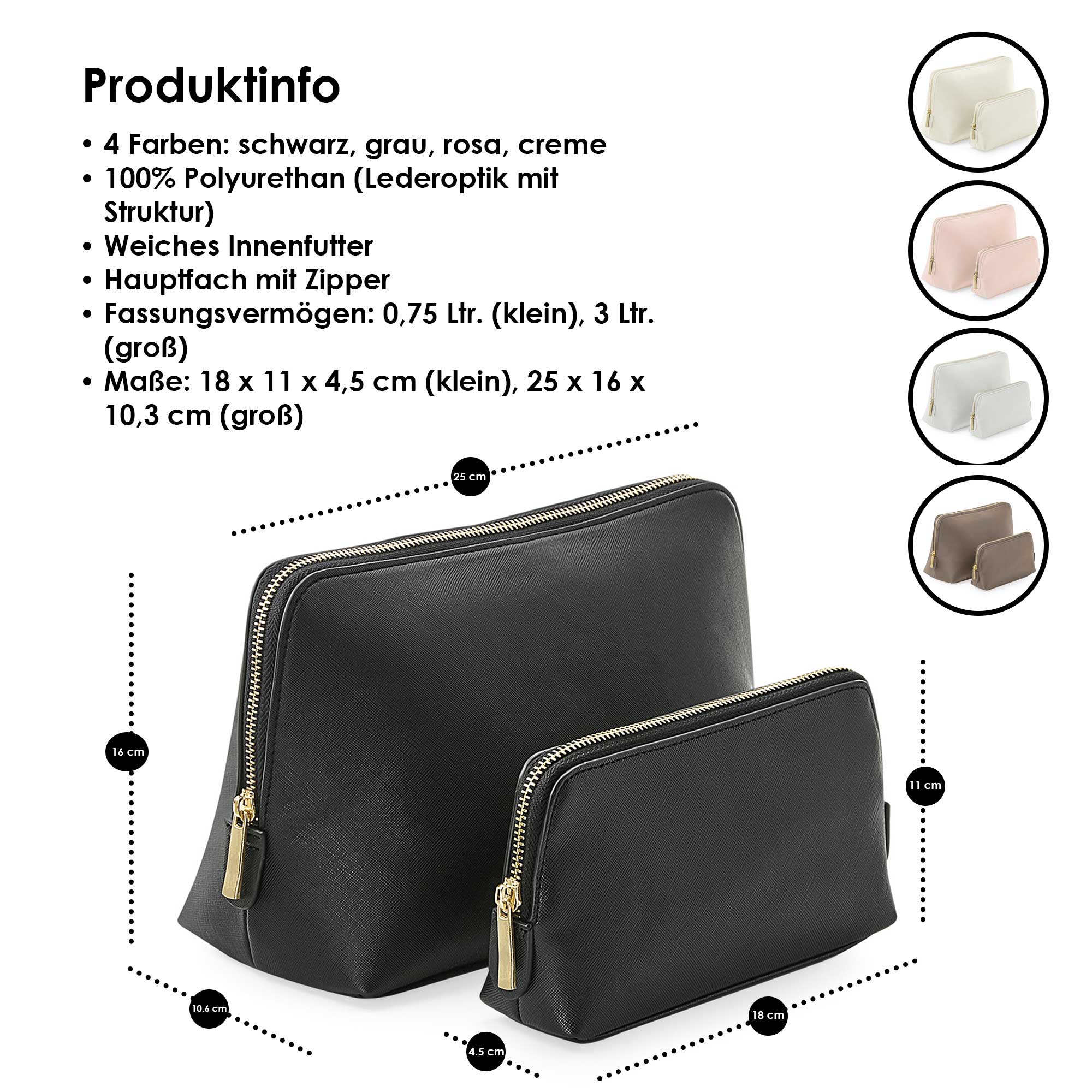 Personalisierte Kosmetiktasche mit Name – Schminktasche & Kulturbeutel Damen – Geschenkidee für Frauen in 5 Farben