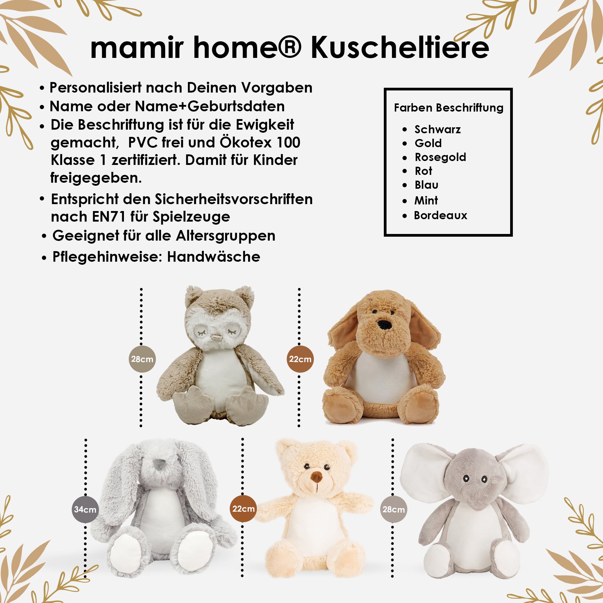 Kuscheltier personalisiert Baby – Teddybär mit Name & Geburtsdaten