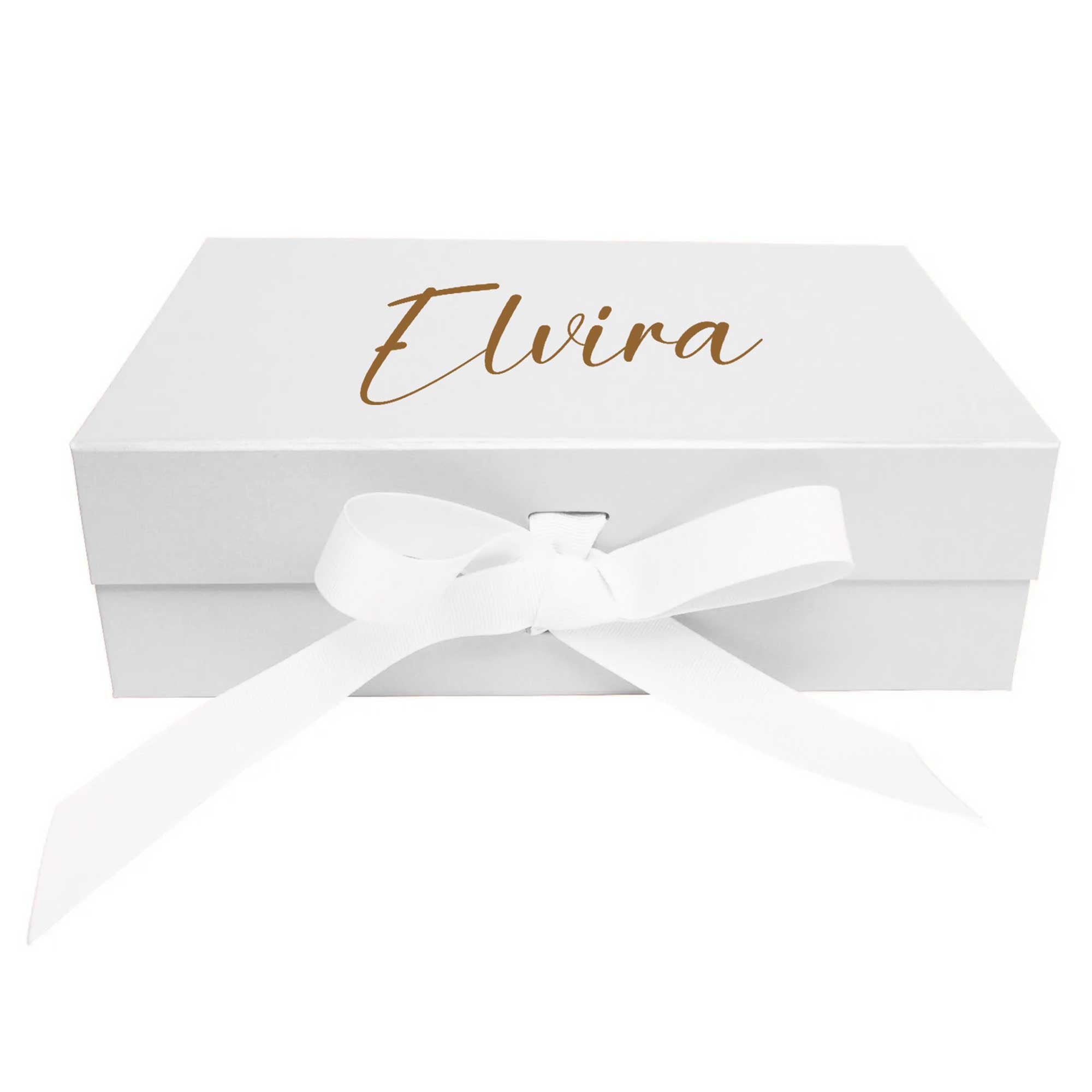 Personalisierte Geschenkbox mit Name – Magnetverschluss & Schleifenband – 2 Größen & 3 Farben