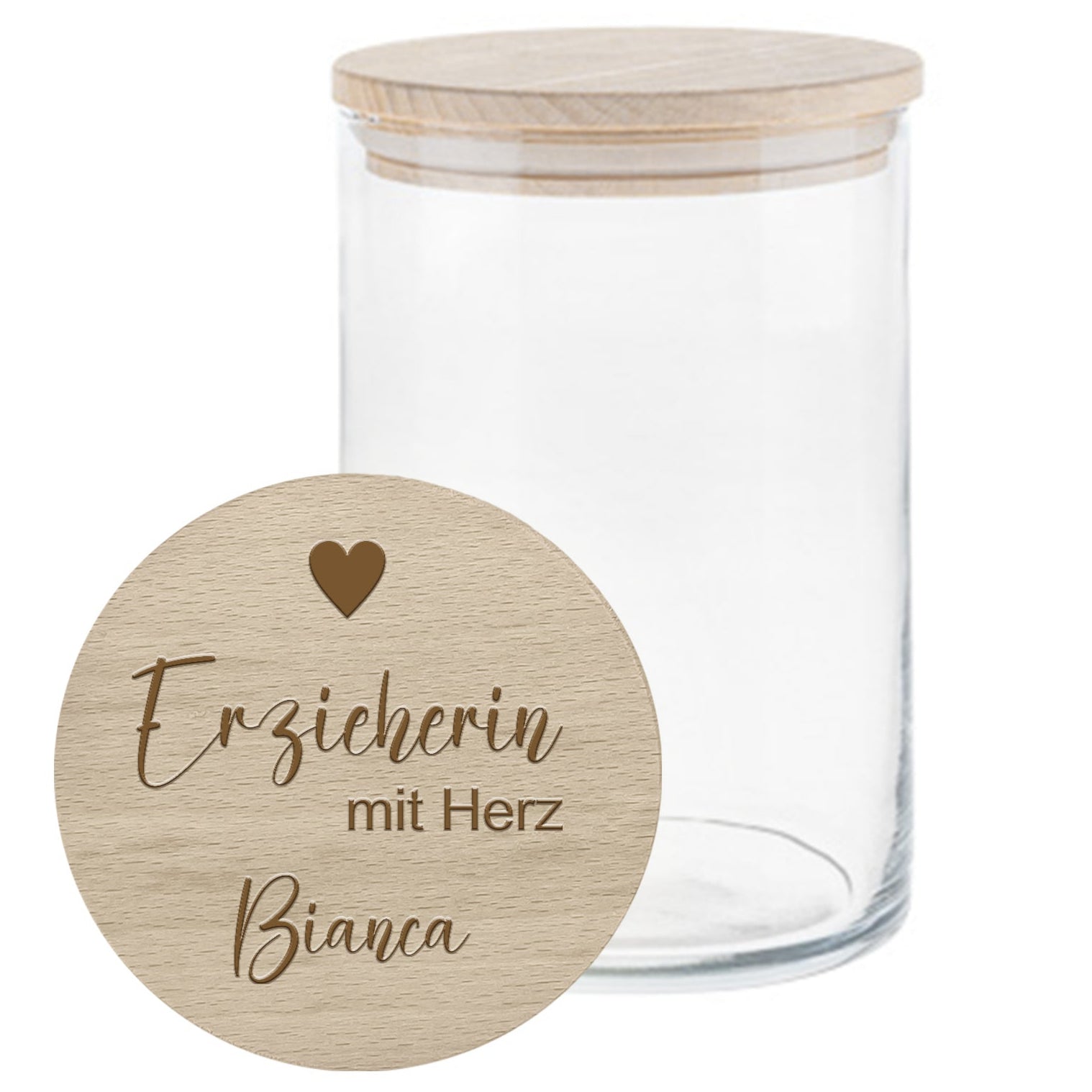 Abschiedsgeschenk Erzieherin oder Lehrerin – Personalisiertes Vorratsglas mit Name | Geschenk Kindergarten & Grundschule | Erzieherin mit Herz