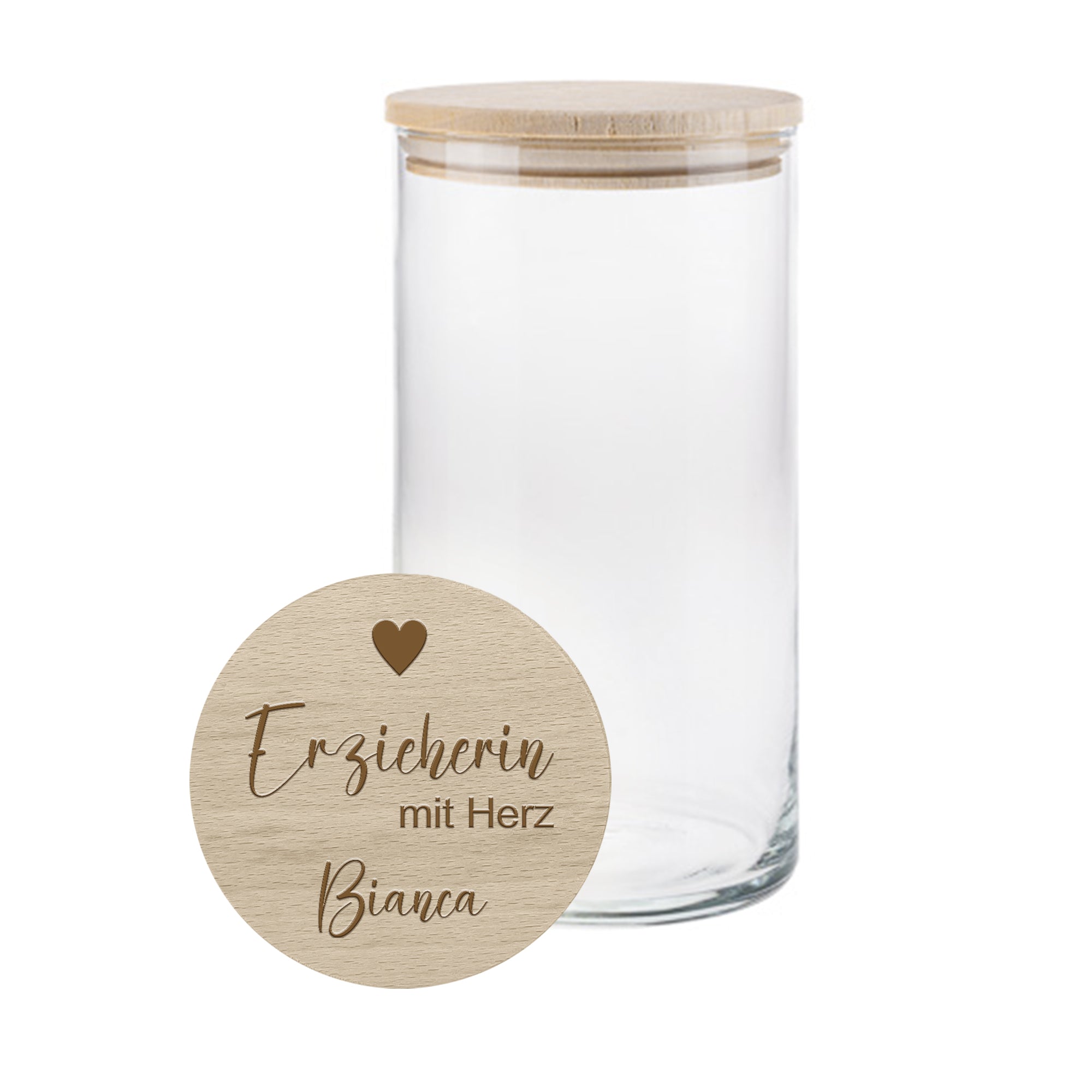 Abschiedsgeschenk Erzieherin oder Lehrerin – Personalisiertes Vorratsglas mit Name | Geschenk Kindergarten & Grundschule | Erzieherin mit Herz