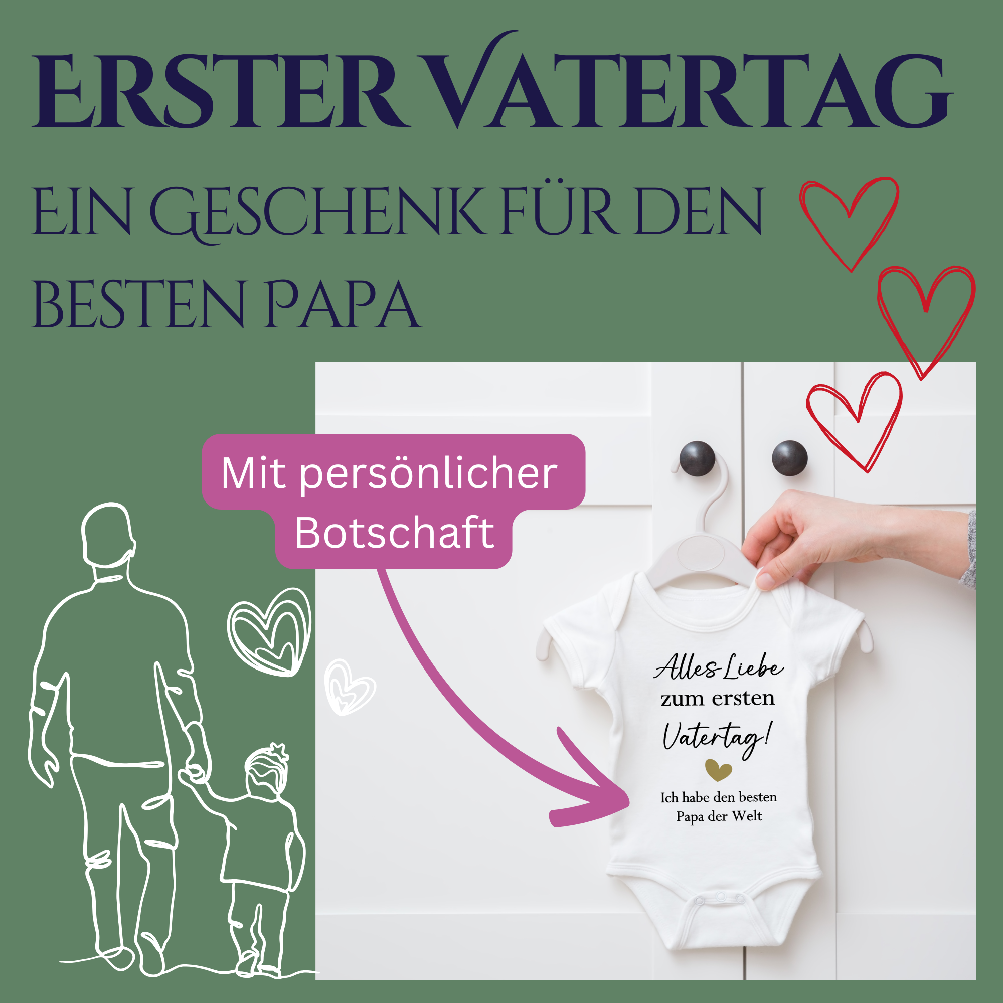 Baby Body mit Aufdruck zum ersten Vatertag – Geschenkidee vom Baby für Papa