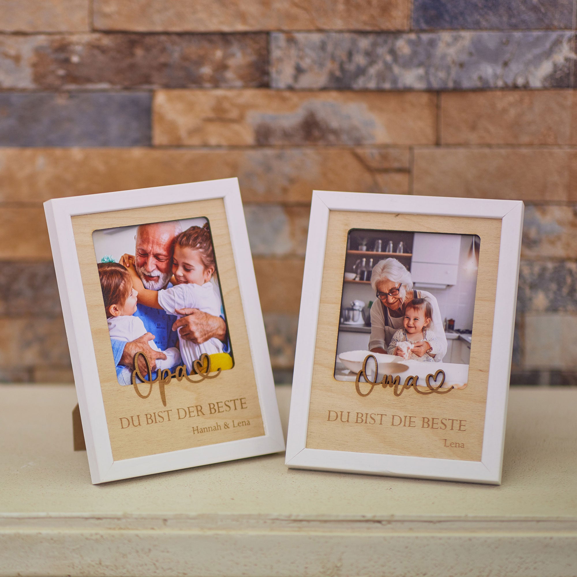 Geschenkset Bilderrahmen für Oma und Opa mit Namen und Foto