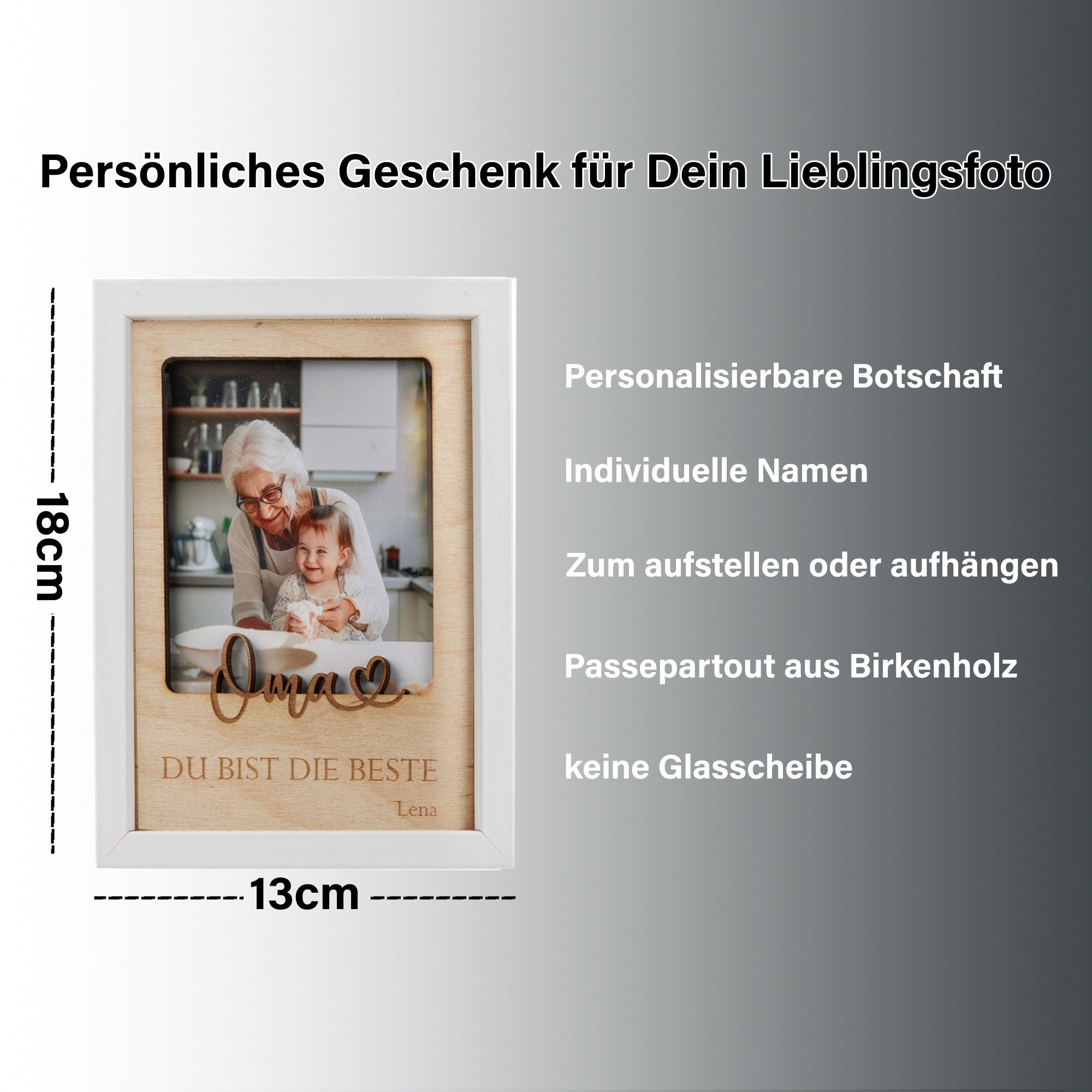Maße des personalisierten Bilderrahmens für Papa – ideal für Fotos in 11x13 cm