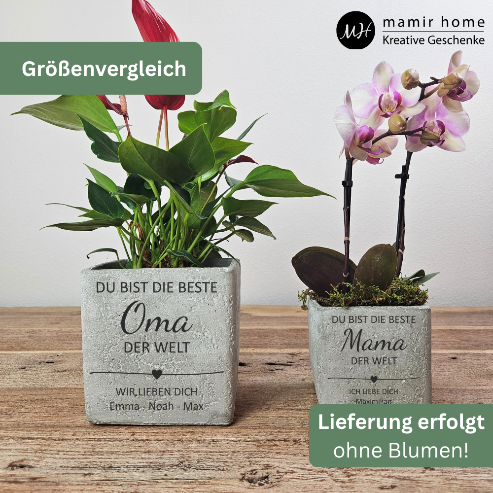 Personalisierter Blumentopf für Oma mit Gravur „Beste Oma der Welt“, Geschenkidee zum Muttertag oder Geburtstag von Enkeln