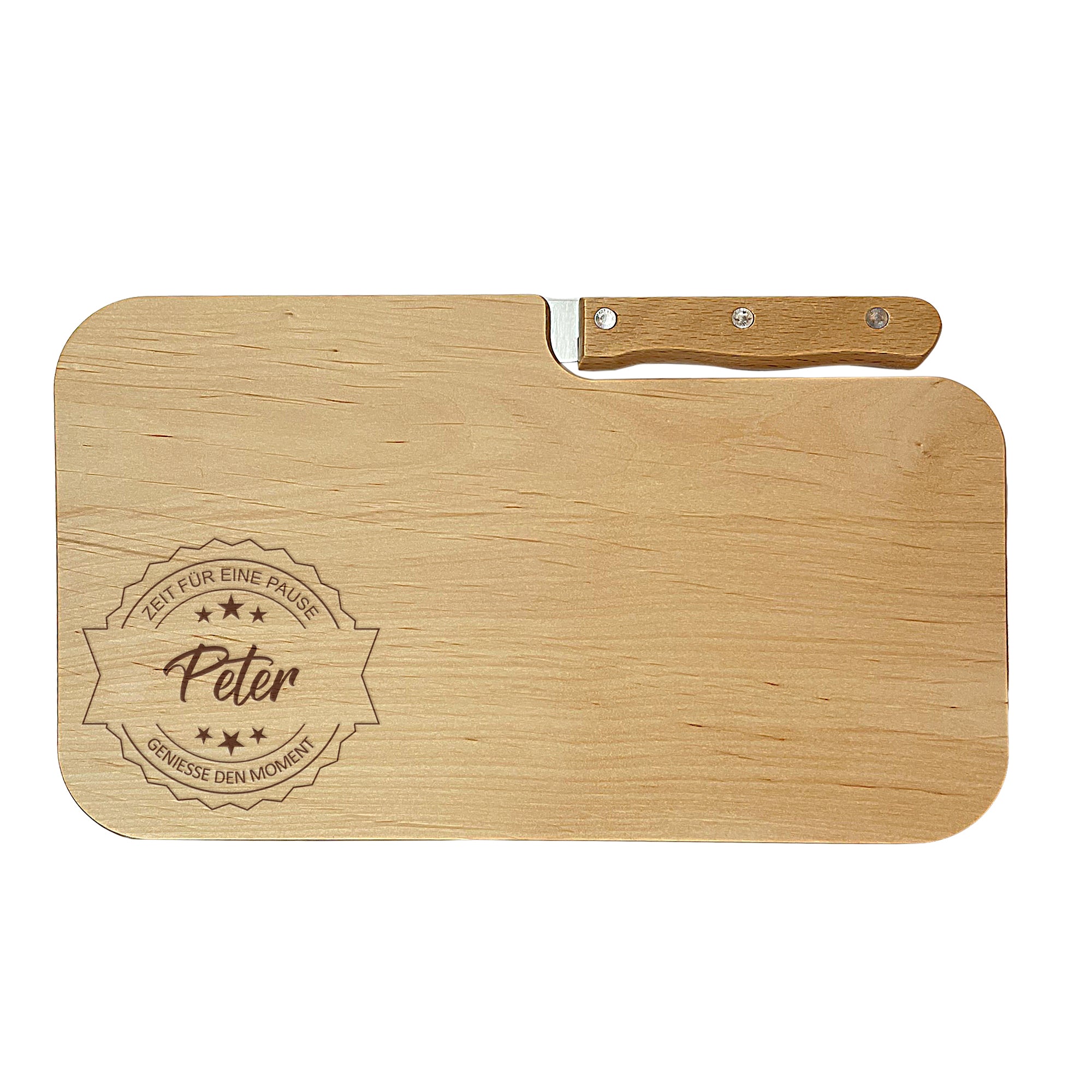 Personalisierbares Brotzeitbrett mit Gravur 'Zeit für eine Pause' – ideal für Papa