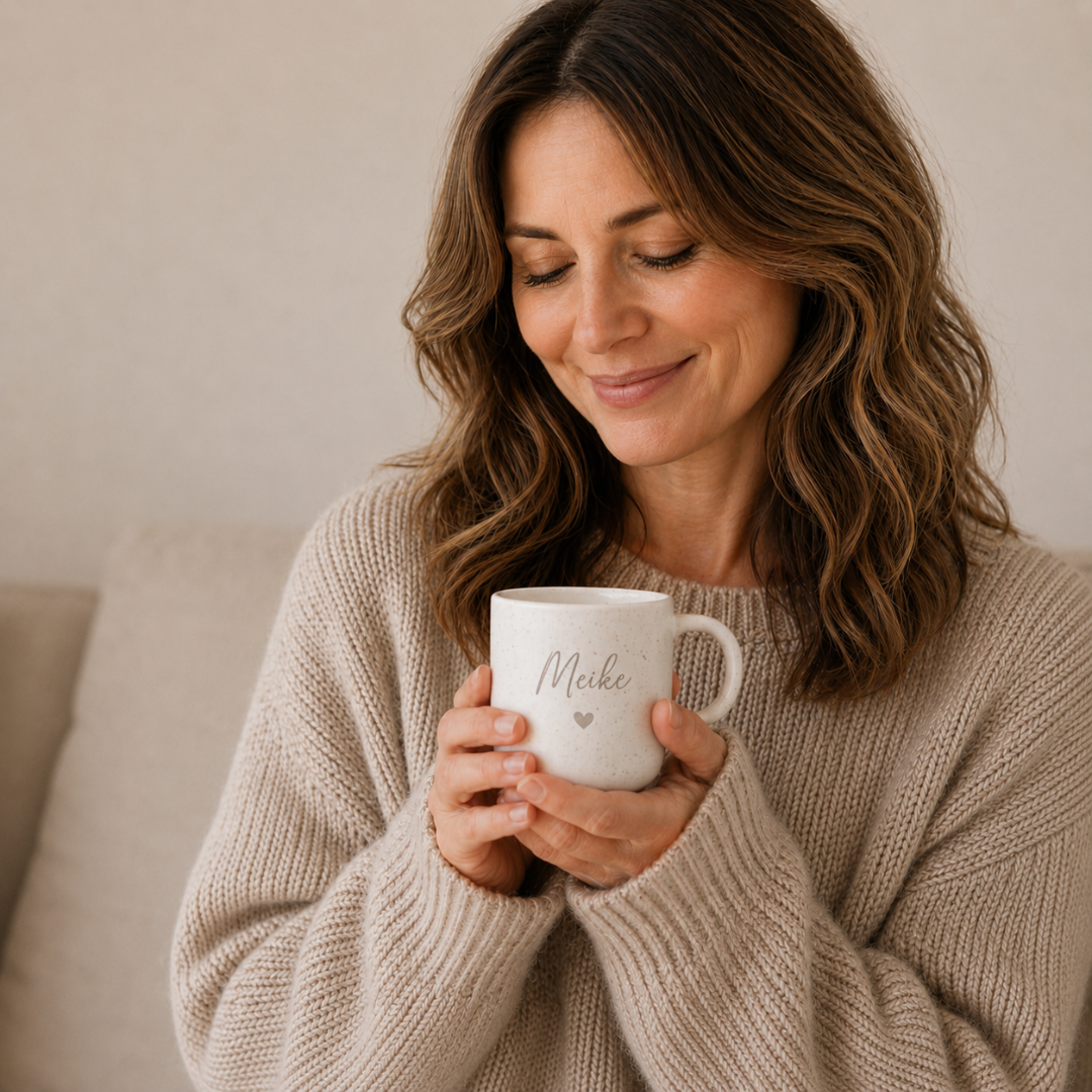 Dankeschön Geschenk mit Tasse & Herz-Tablett personalisiert