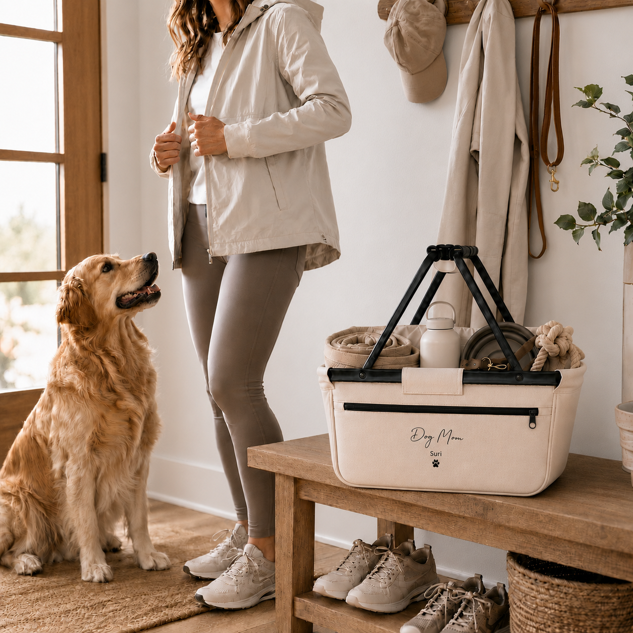 Geschenk für Hundebesitzer | Einkaufskorb personalisiert „Dog Mom“ mit Hundenamen