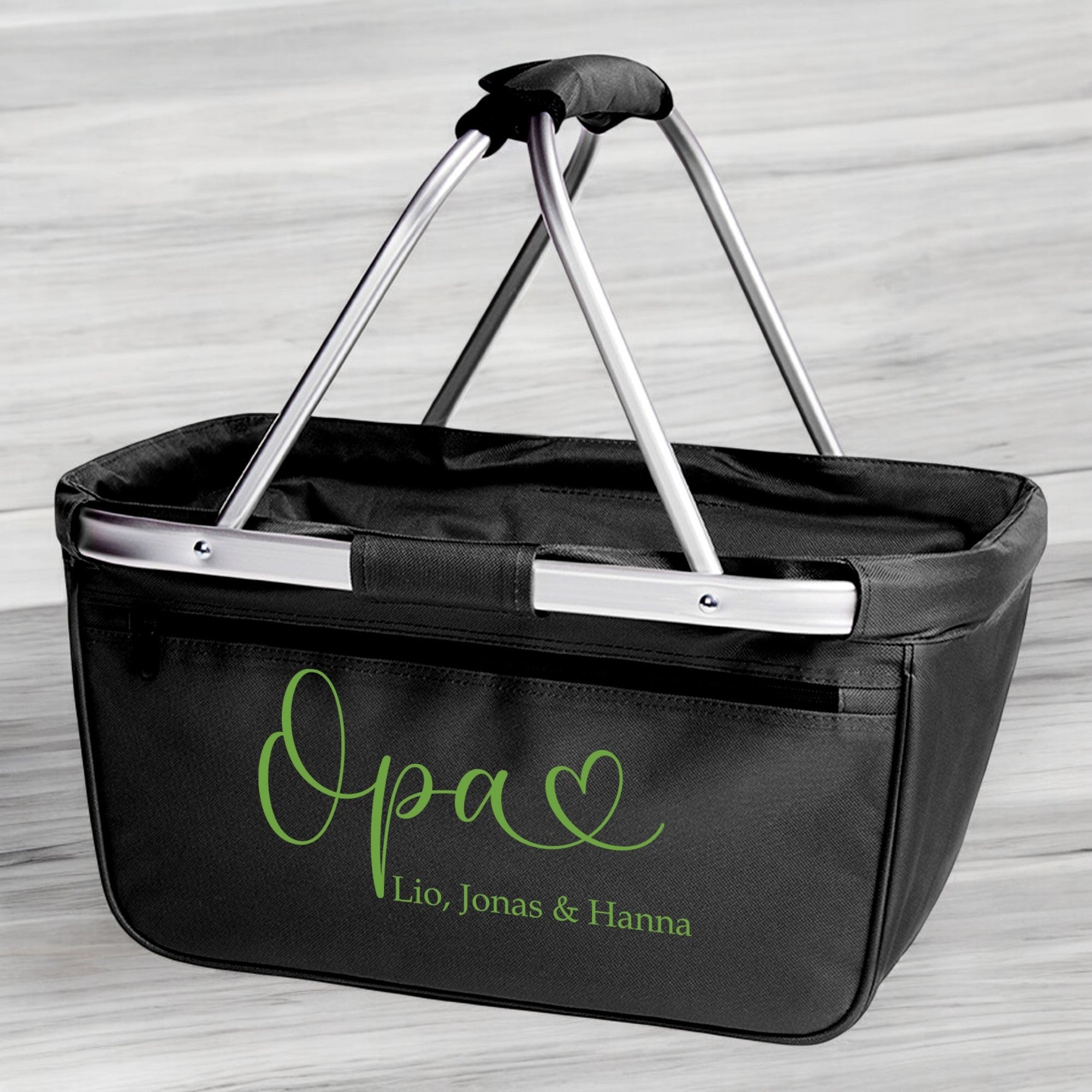 Personalisierter Einkaufskorb mit Opa Schriftzug und Namen, Geschenkidee für Großeltern zum Geburtstag oder Weihnachten