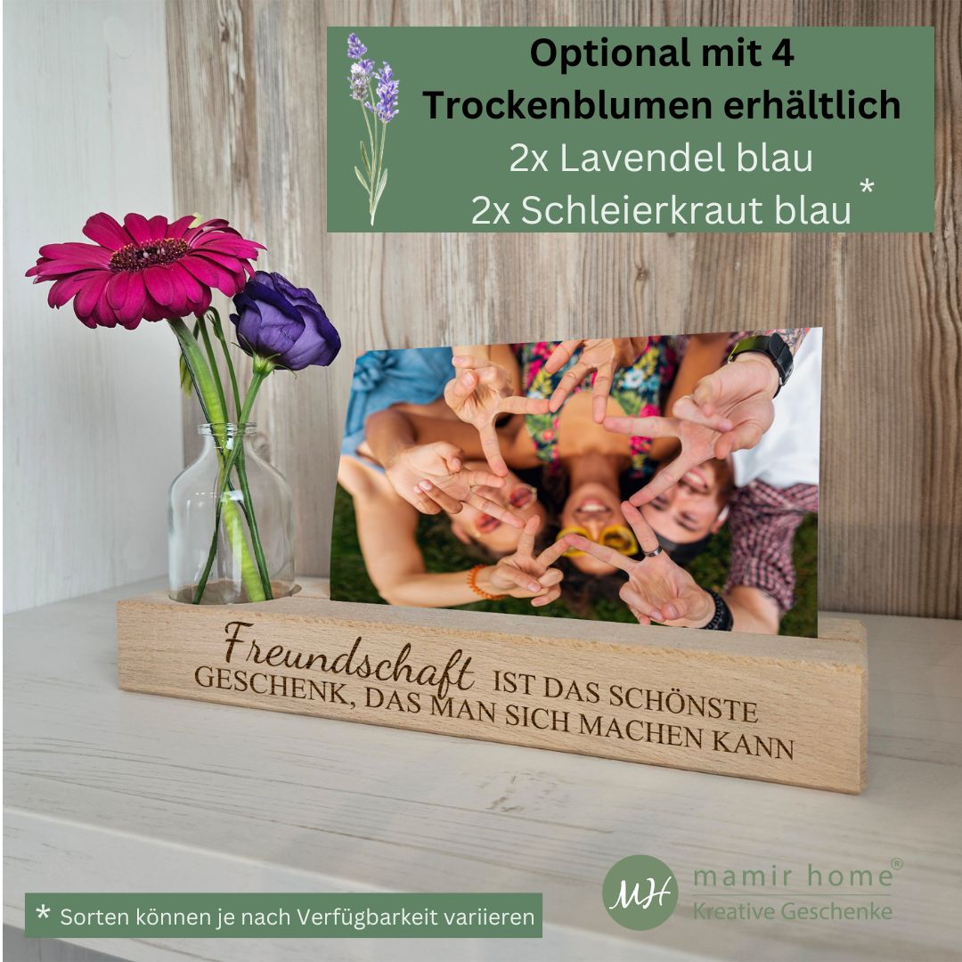 Fotoleiste Freundschaft mit Blumen und zwei lachenden Freundinnen