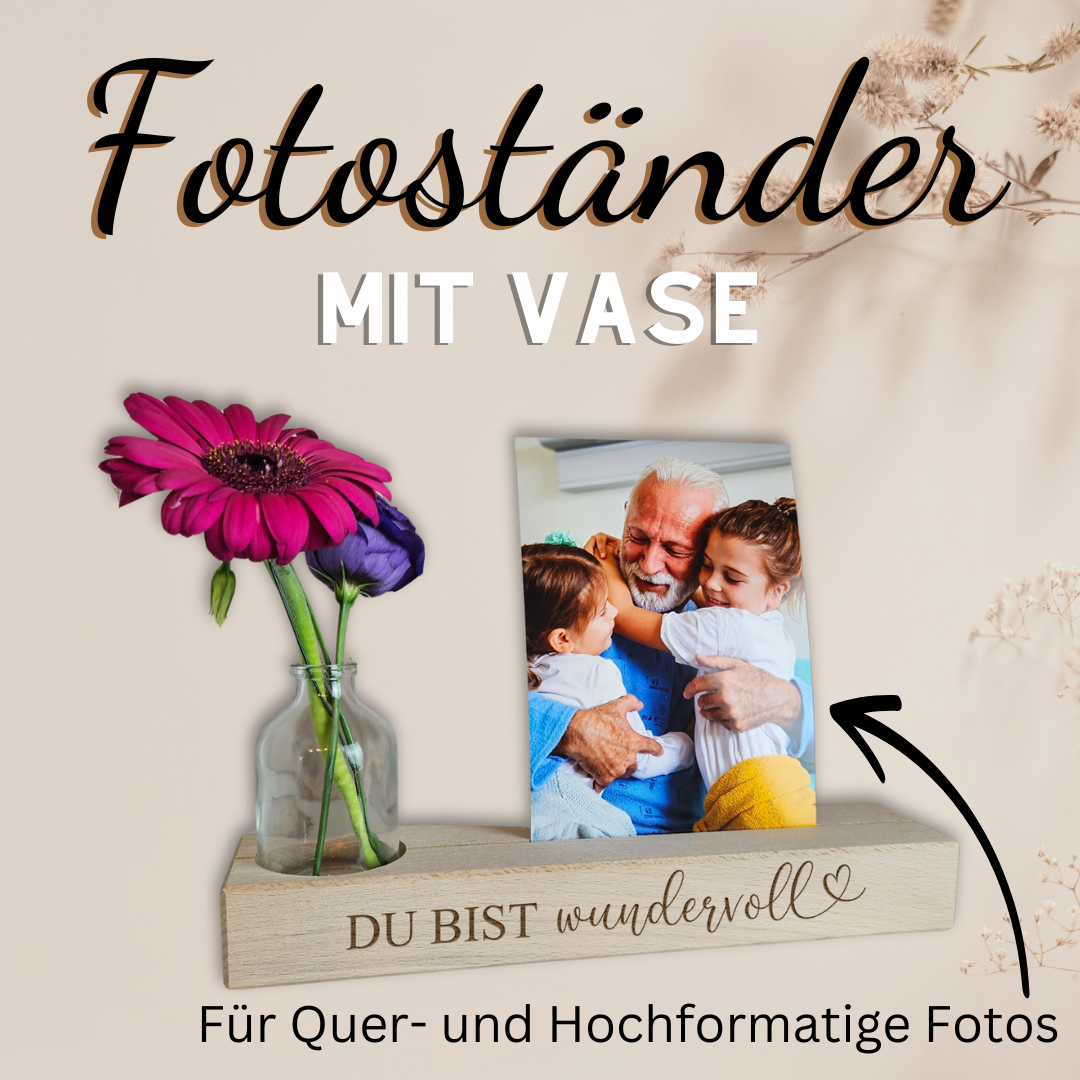 Fotoleiste mit Vase und Gravur Du bist wundervoll für persönliche Geschenke