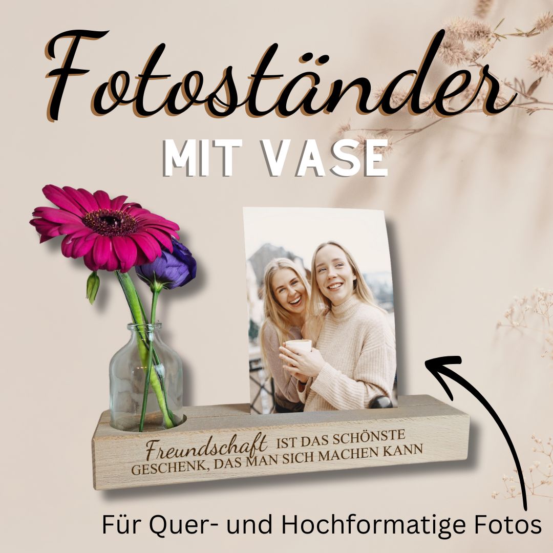 Fotoleiste Freundschaft mit Vase – zwei Freundinnen lachen gemeinsam