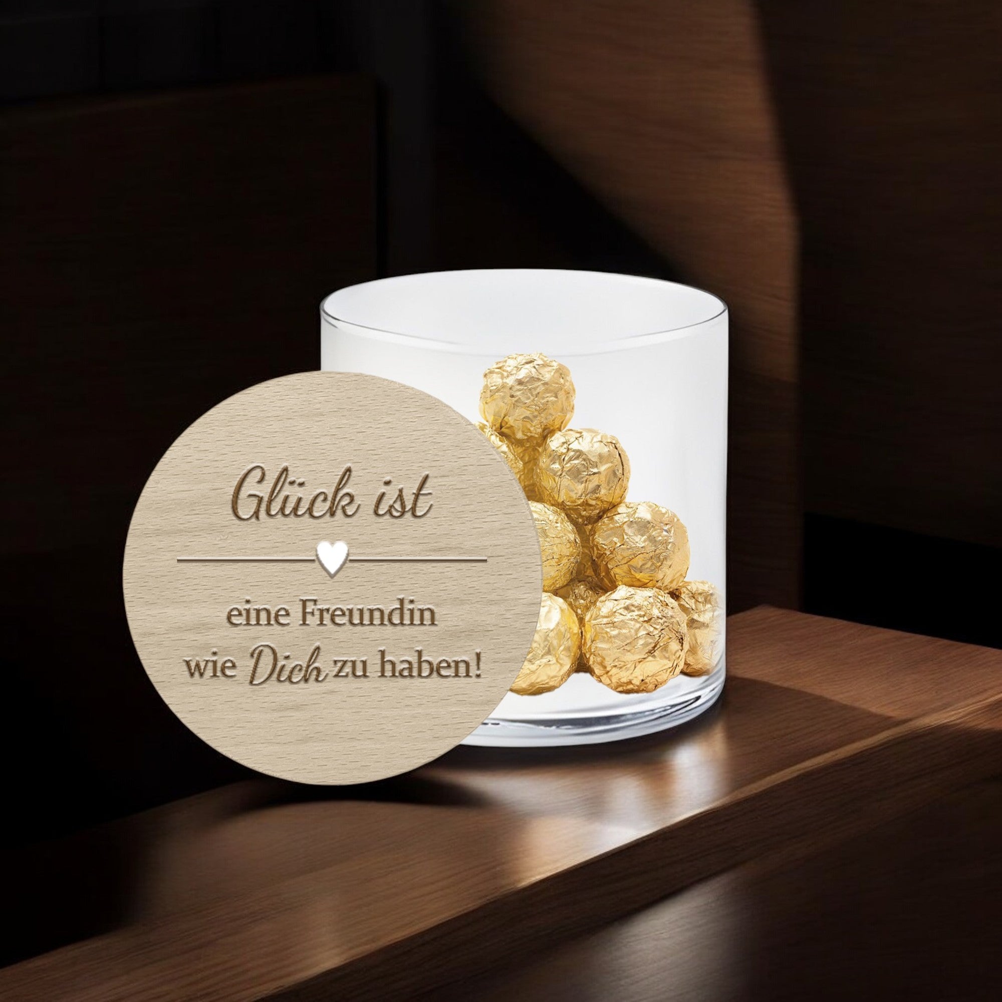 Personalisierbares Vorratsglas mit Gravur 'Glück ist eine Freundin wie dich zu haben' – Geschenkidee für die beste Freundin