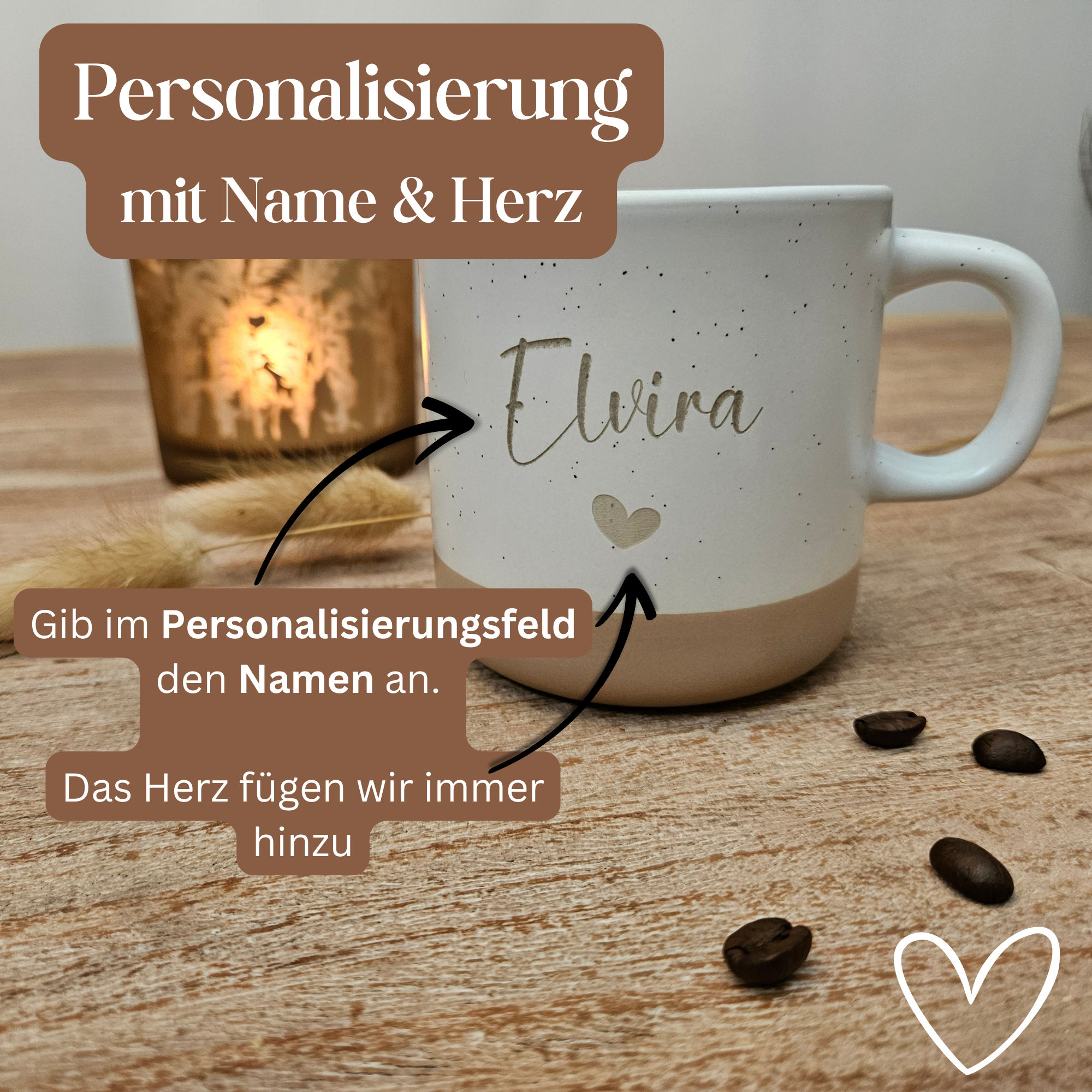 Personalisierte Tasse mit Name & Herz | Geschenk für Freundin & Frau