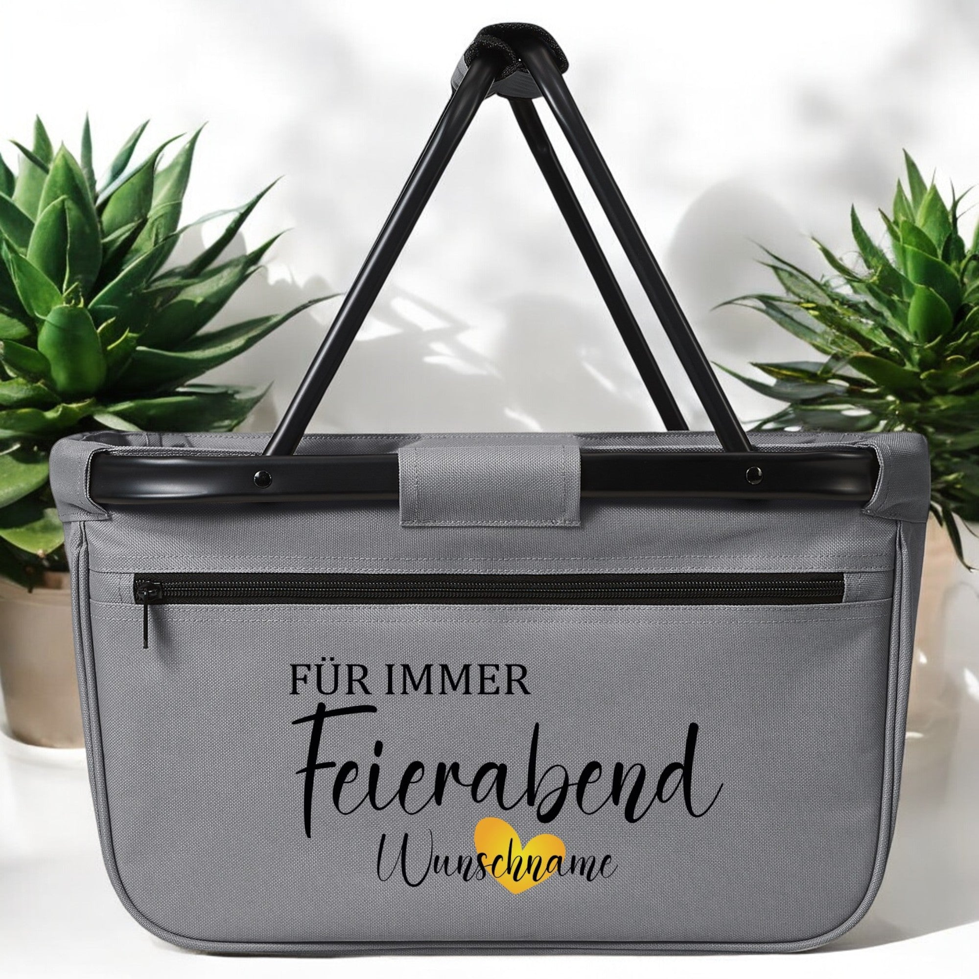 Geschenk Rentner - Personalisierter Einkaufskorb zur Rente mit Name – Für immer Feierabend