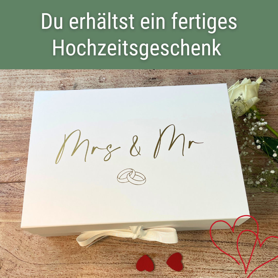 Hochzeitsgeschenk personalisiert – Mr & Mrs Tassen mit Namen & Herz-Tablett | Geschenk für das Brautpaar | Steingut Tasse Neutral