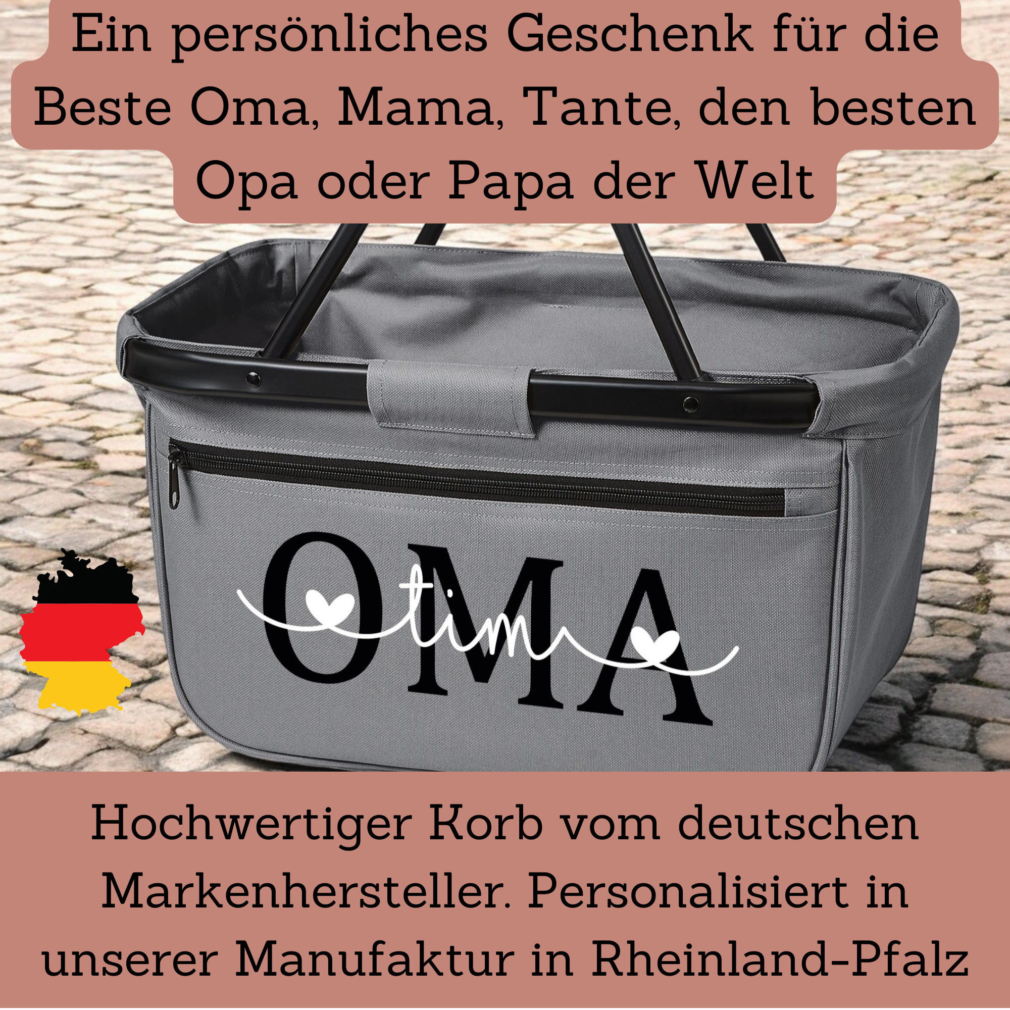 Emotionales Geschenk für Mama, Oma oder Tante – Einkaufskorb mit Namen