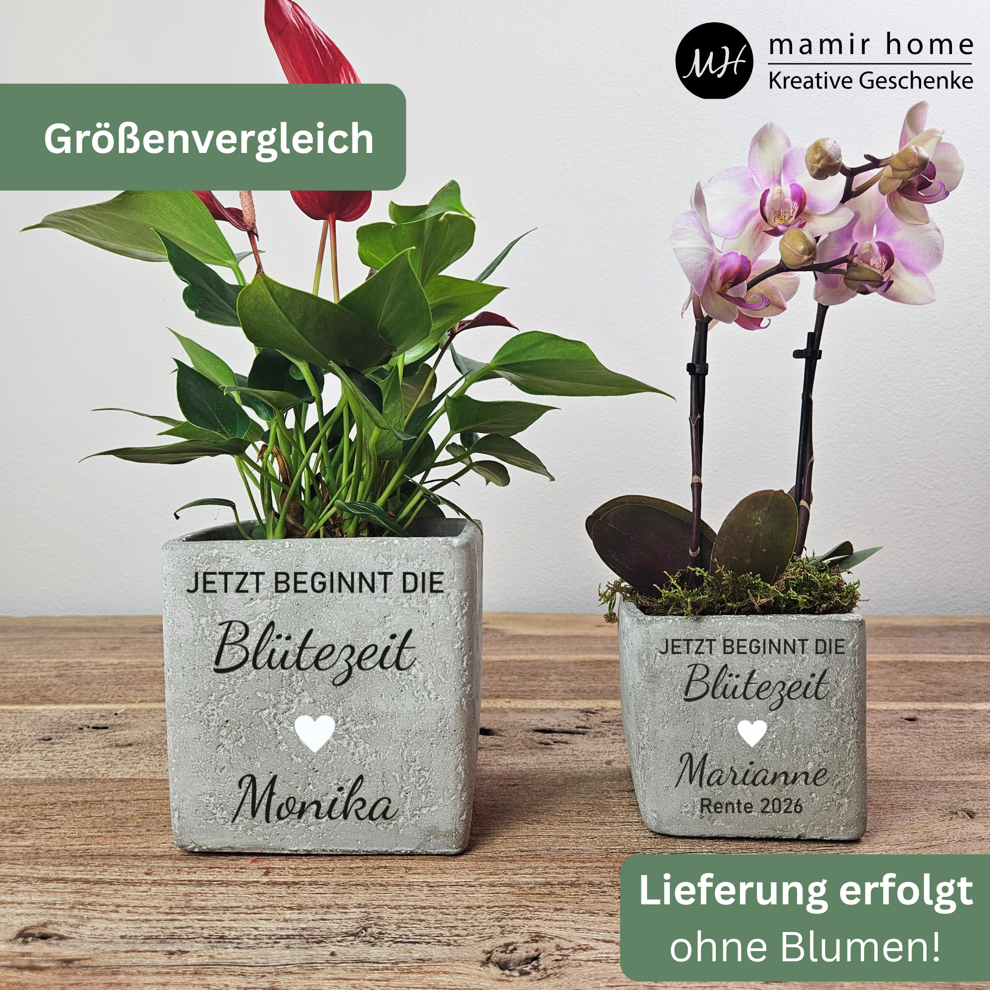 Personalisiertes Abschiedsgeschenk zur Rente – Blumentopf „Jetzt beginnt die Blütezeit“ mit Namen & Wunschtext