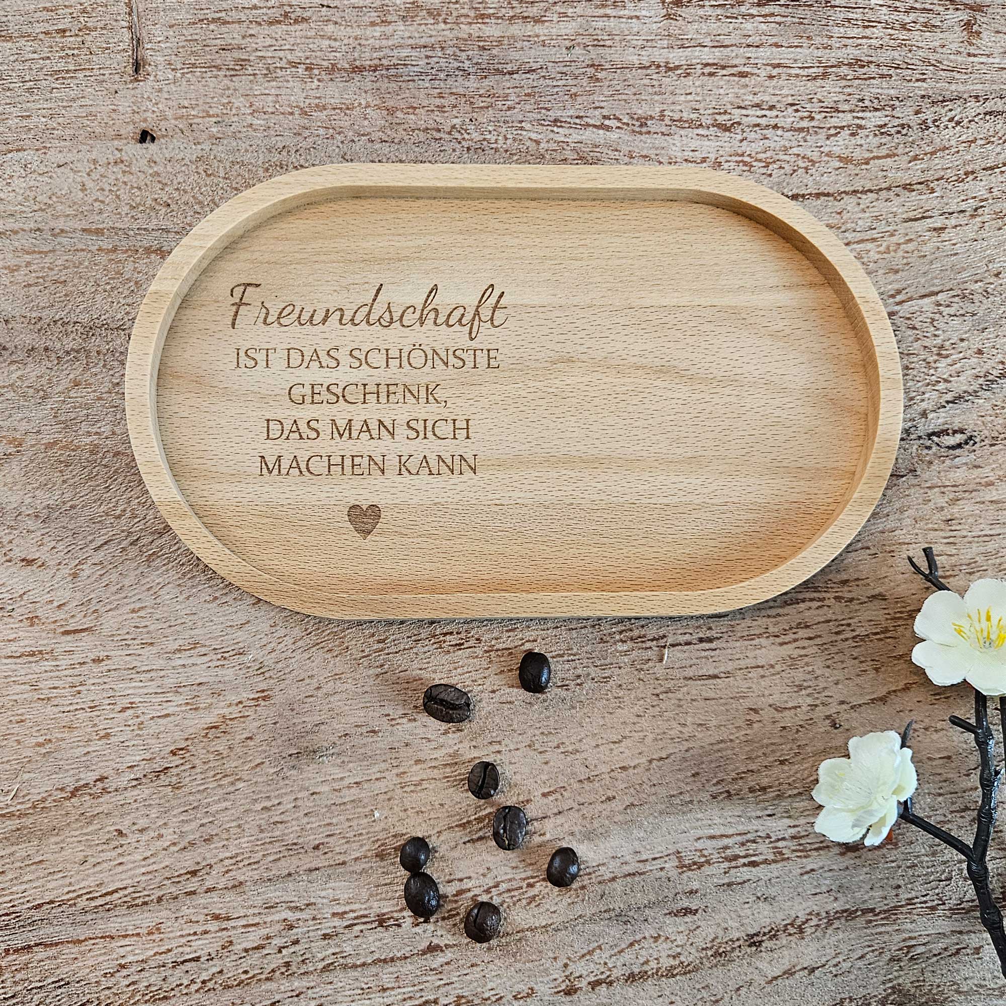 Holztablett mit Freundschaftsspruch – perfektes Geschenk für beste Freundin