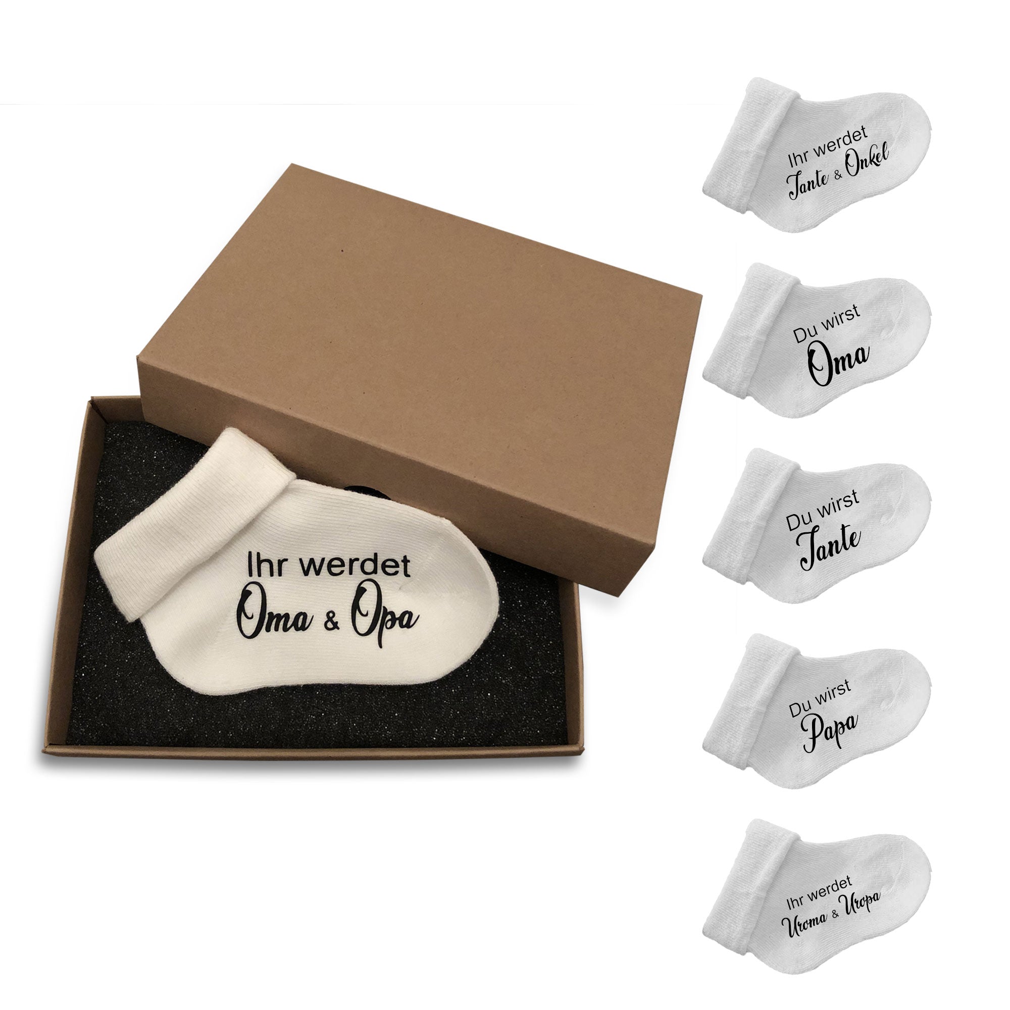 Personalisierte Babysocke zur Schwangerschaftsverkündung