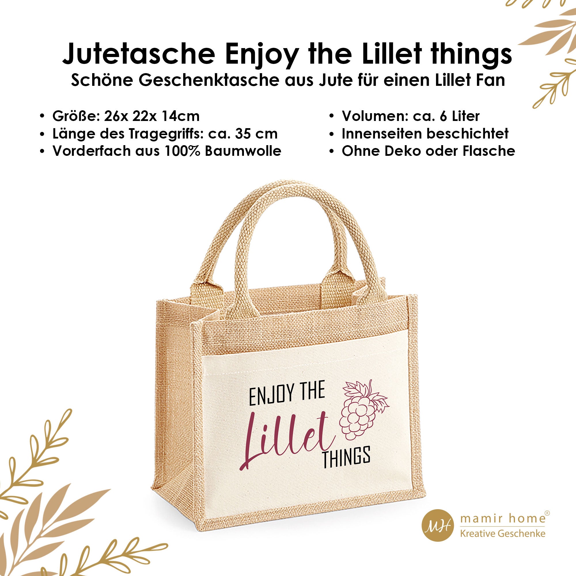Geschenktasche „Enjoy the Lillet Things“ | Lillet Tasche für Mädelsabend & Geburtstag | Geschenkidee für Lillet Wild Berry Fans