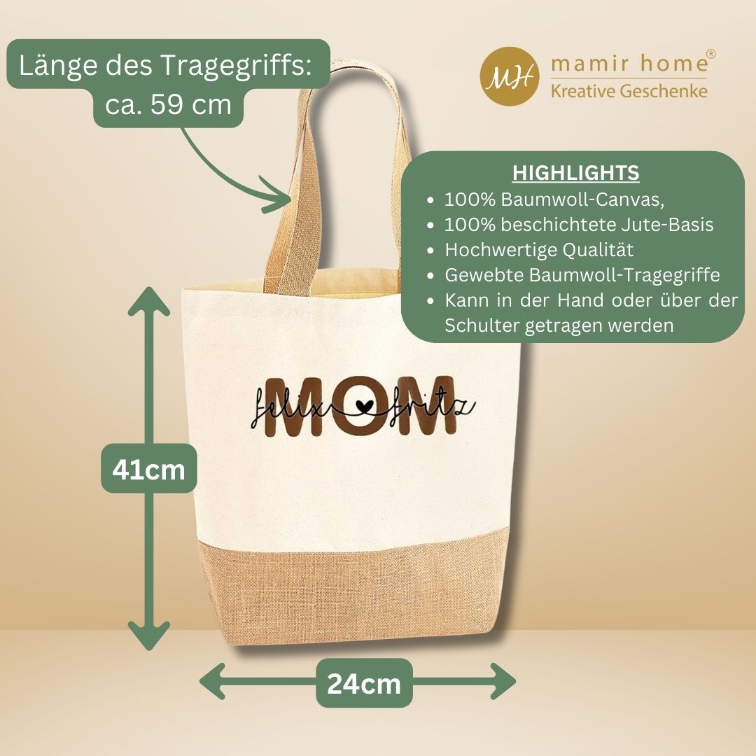 Mama Tasche personalisiert mit Kindernamen | Tasche für Mama mit Kleinkind