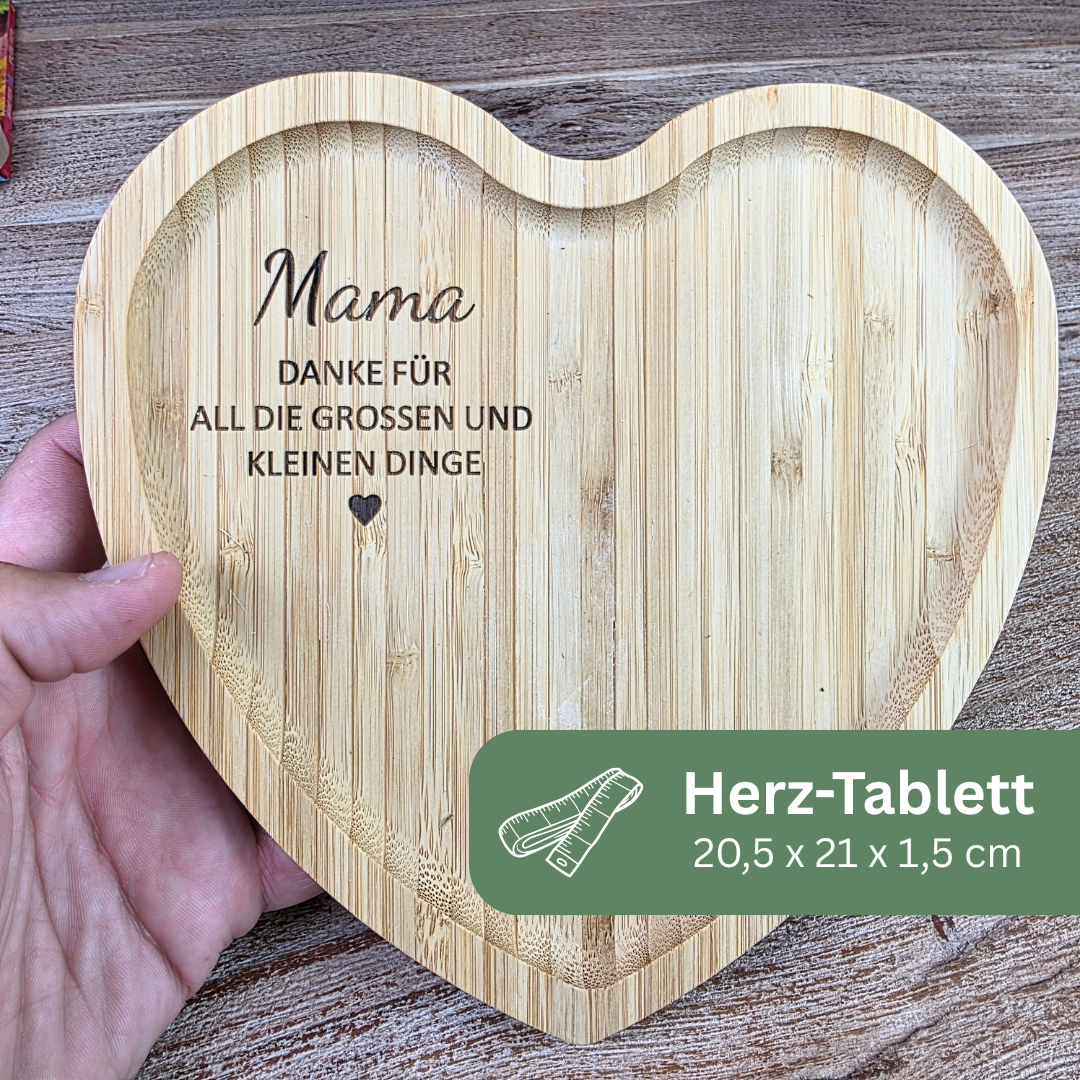 Muttertagsgeschenk für Mama oder Oma – Tasse mit Herztablett | Geschenk für Mama | Danke für all die großen und kleinen Dinge