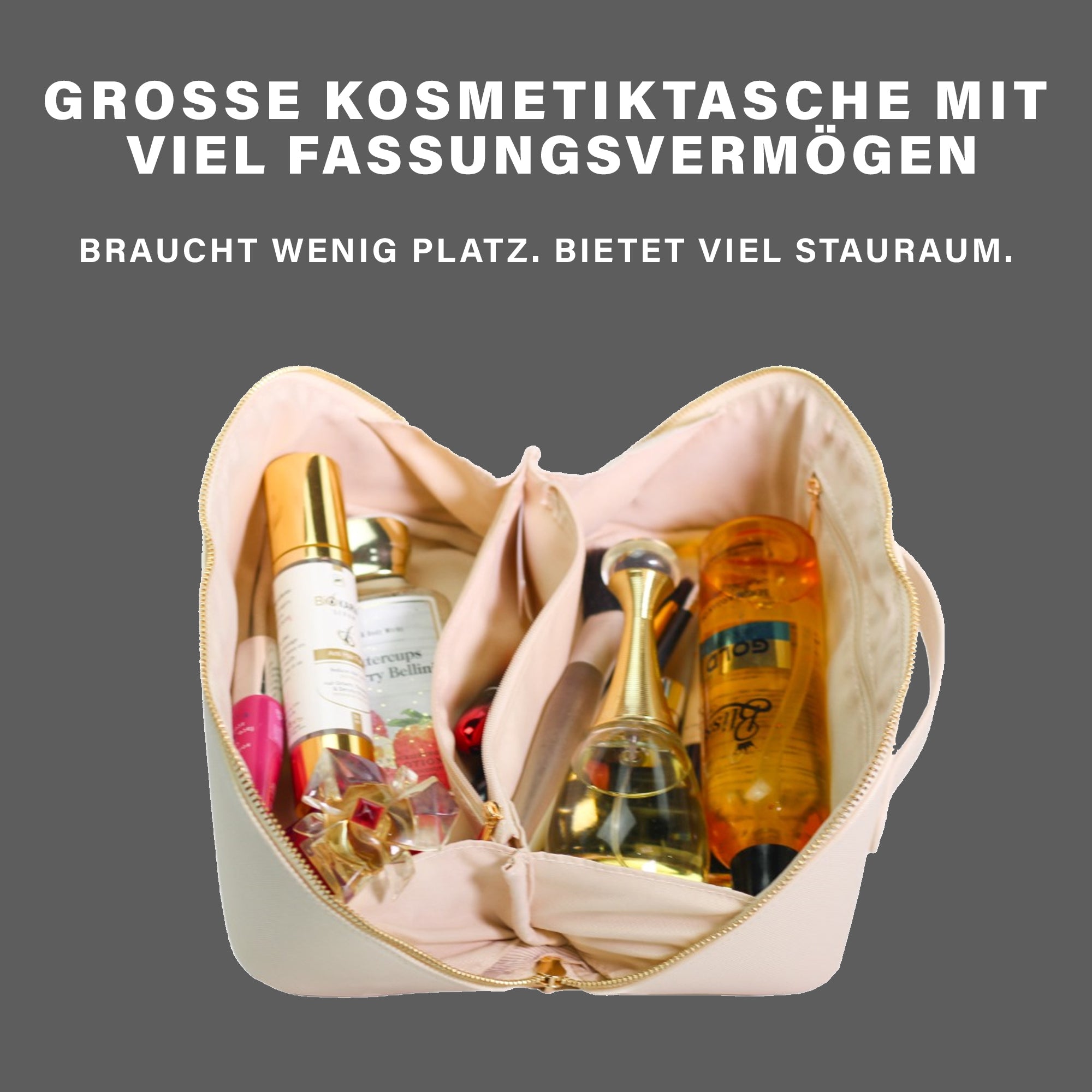 Große Kosmetiktasche mit viel Platz für Pflegeprodukte