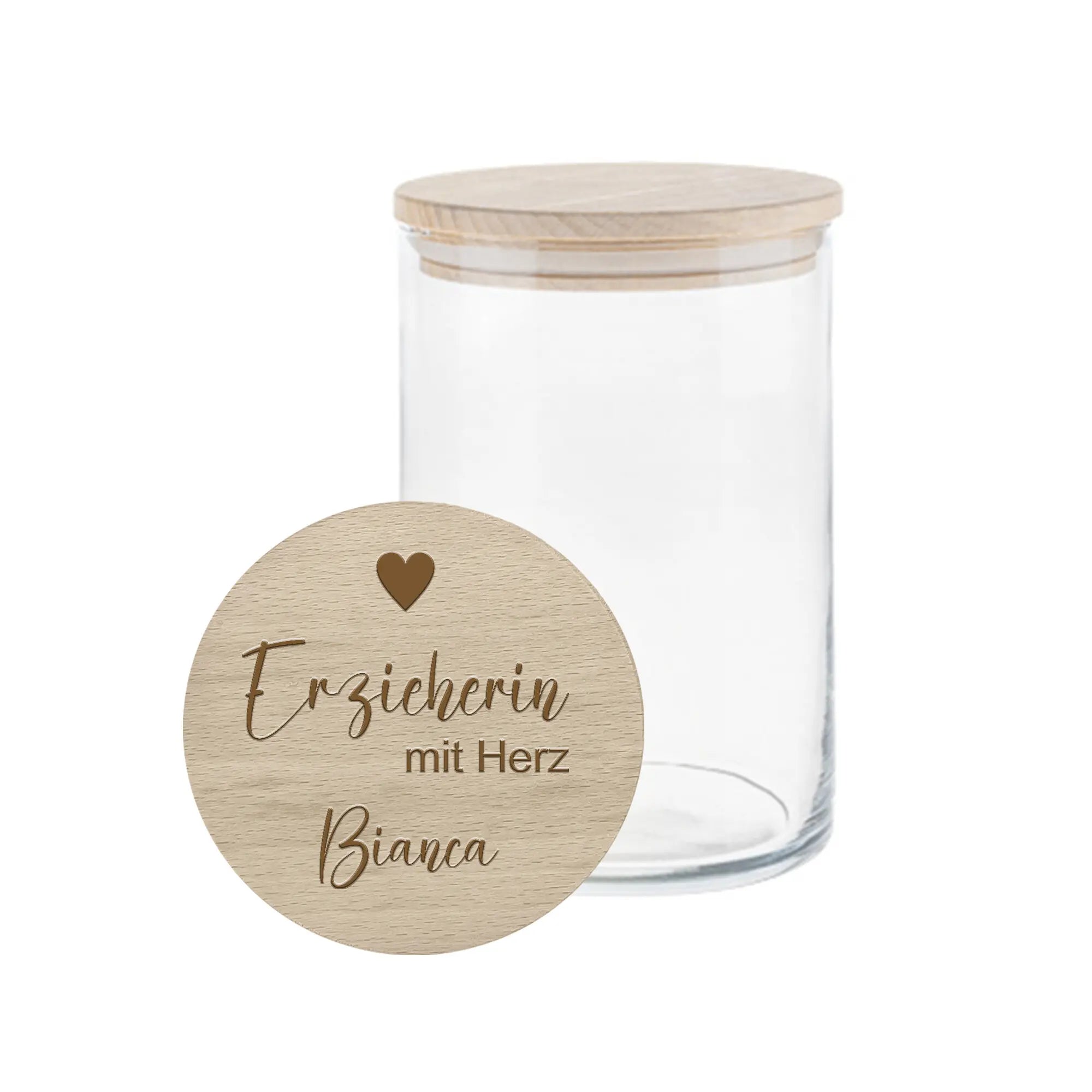 Abschiedsgeschenk Erzieherin oder Lehrerin – Personalisiertes Vorratsglas mit Name | Geschenk Kindergarten & Grundschule | Erzieherin mit Herz