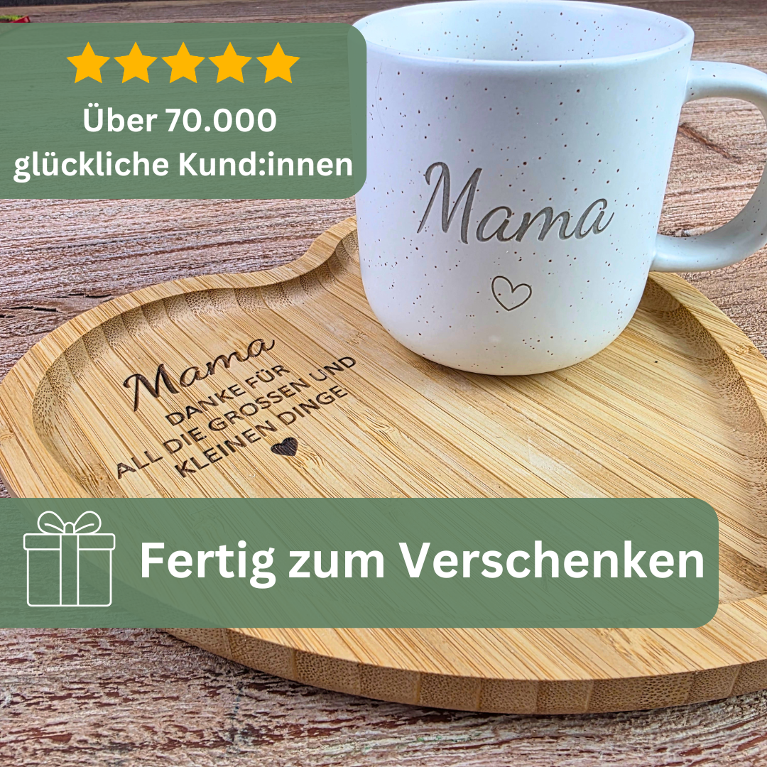 Muttertagsgeschenk für Mama oder Oma – Tasse mit Herztablett | Geschenk für Mama | Danke für all die großen und kleinen Dinge