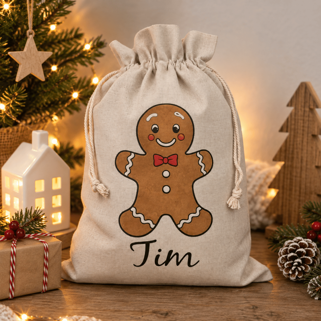 Nikolaussack mit Namen – LEBKUCHENMANN - Weihnachtssack personalisiert