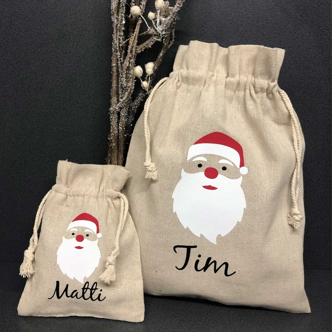 Nikolaussack klein und groß mit Namen Matti und Tim – Weihnachtsgeschenk Kinder personalisiert