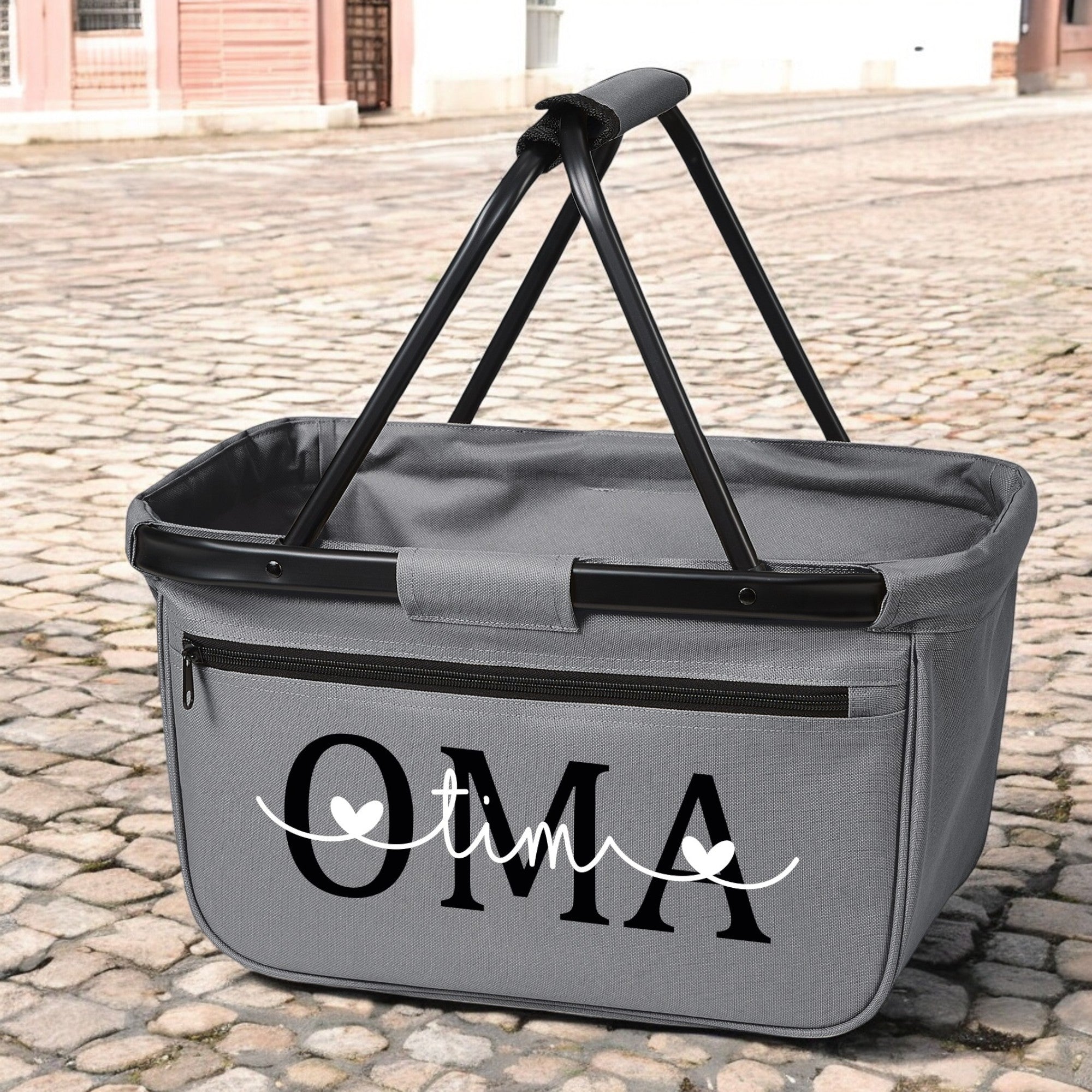 Personalisierter Einkaufskorb für Oma mit Namen – faltbar und praktisch