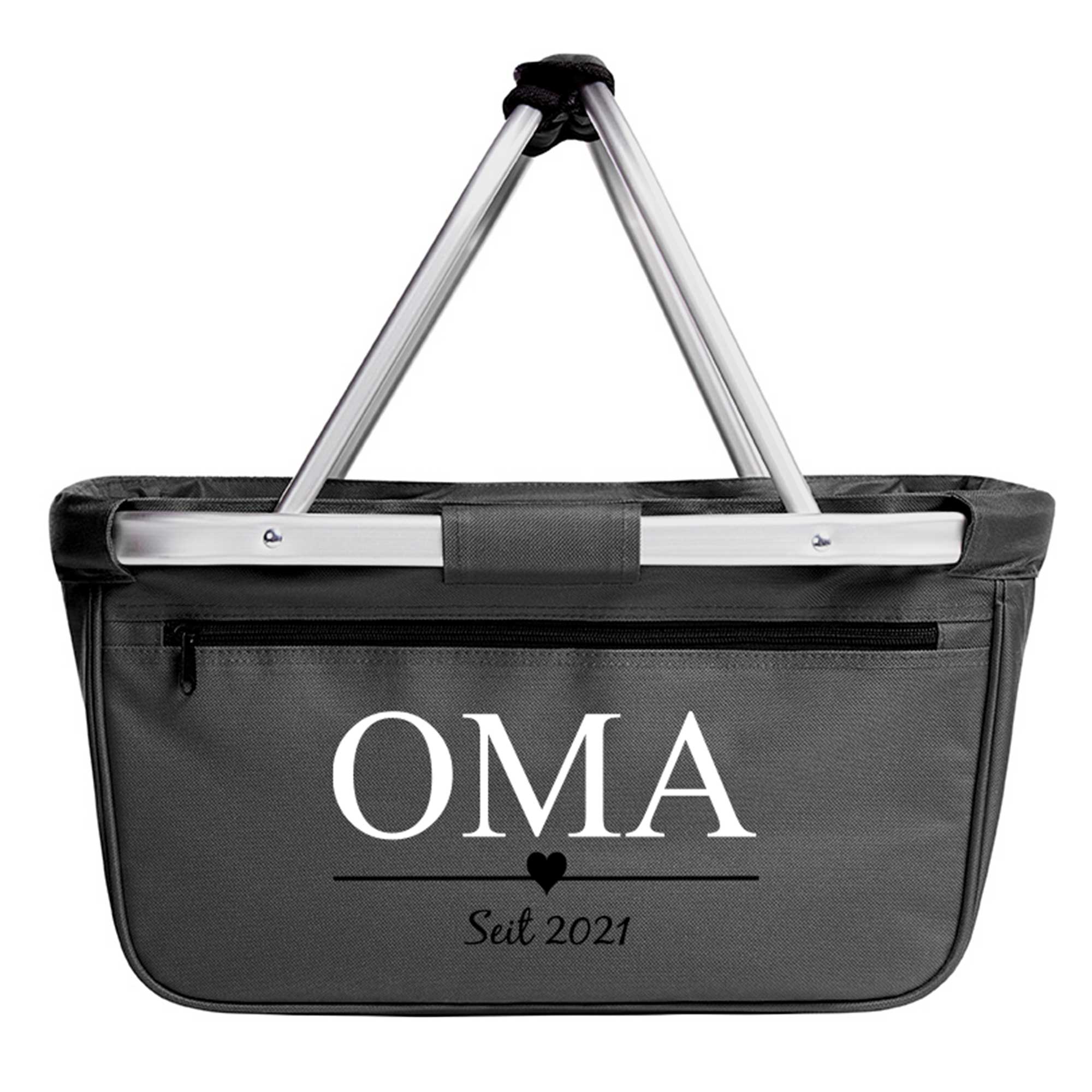 Personalisierter Einkaufskorb für Oma – freigestellt auf weißem Hintergrund