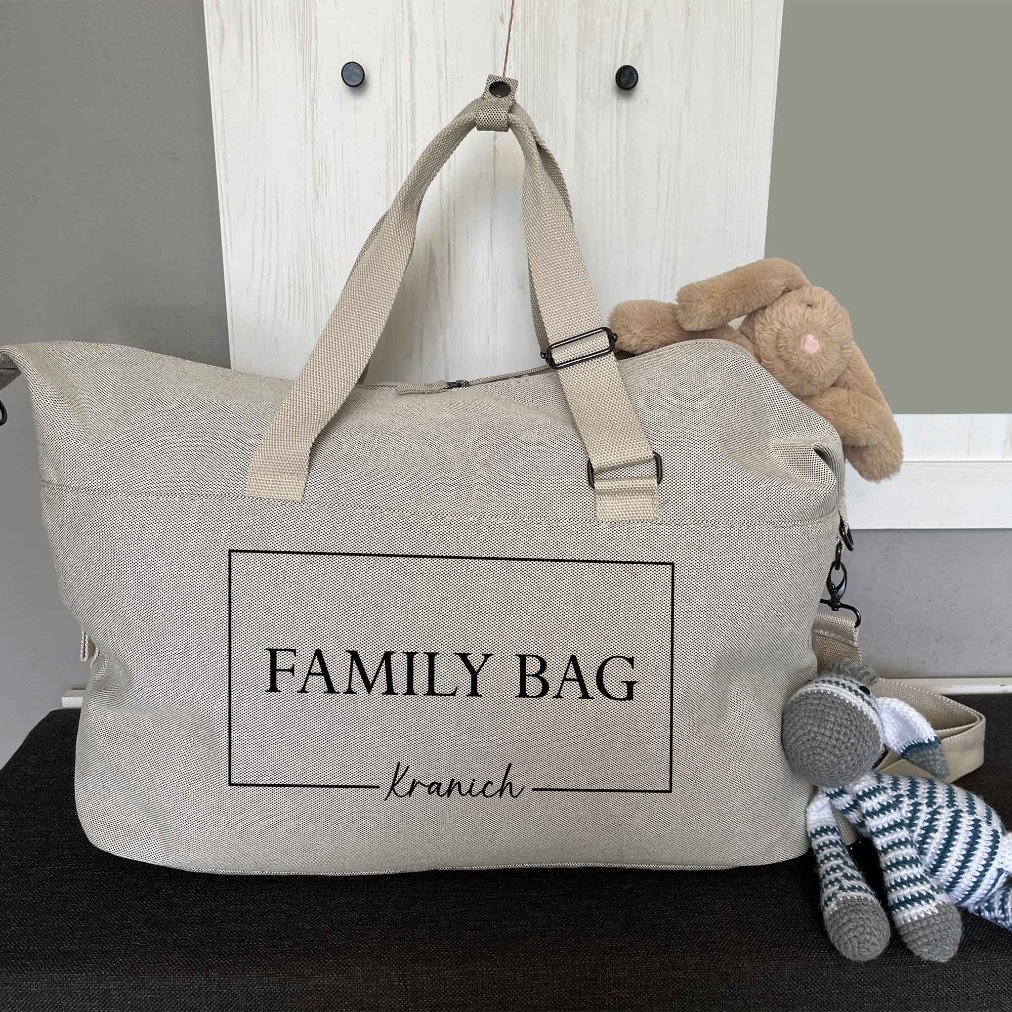 Family Bag mit Namen und Kuscheltier – ideal für Familien