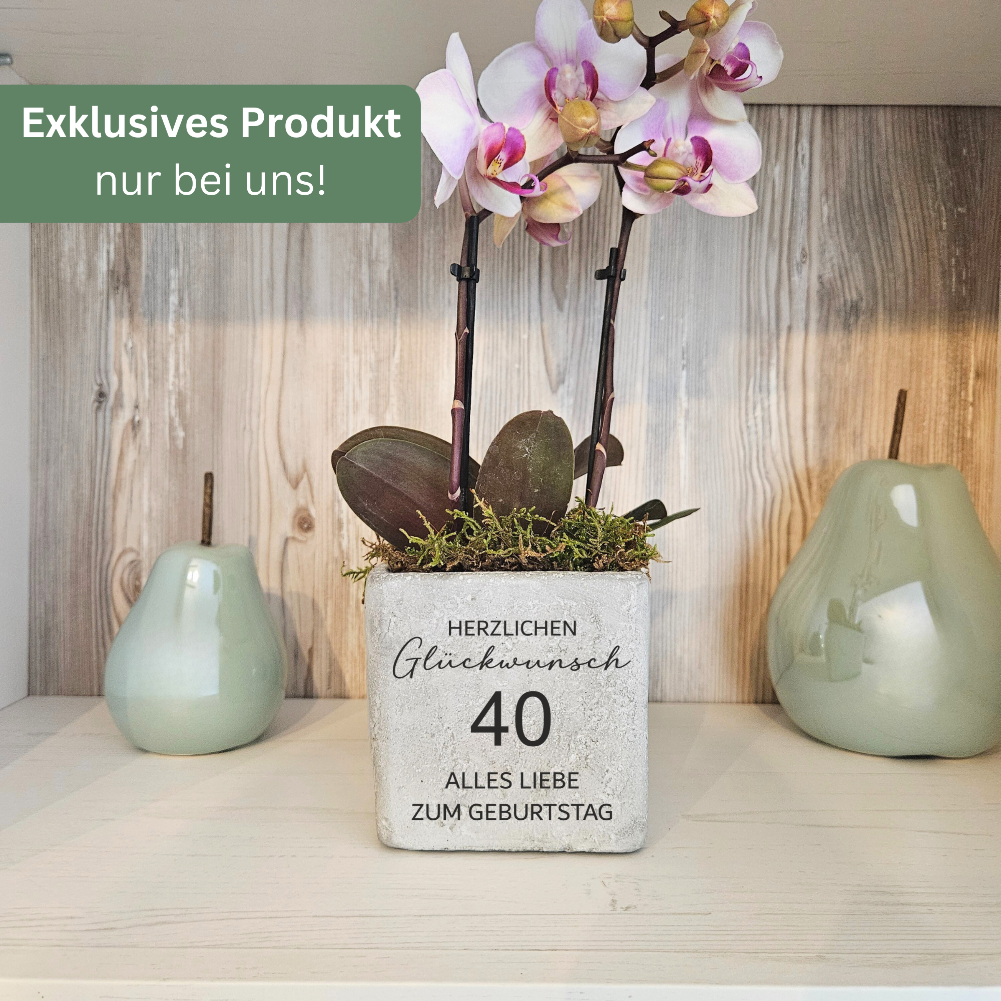 Handgefertigter Blumentopf mit Wunschzahl als persönliches Geburtstagsgeschenk für Frauen