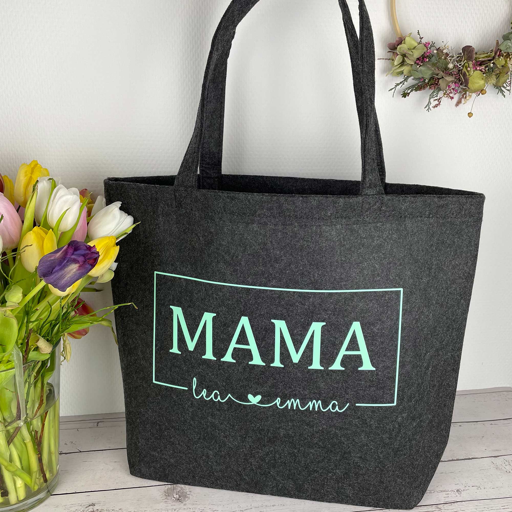 Tasche Oma personalisiert mit Namen | XL Filztasche Oma personalisiert mit Name