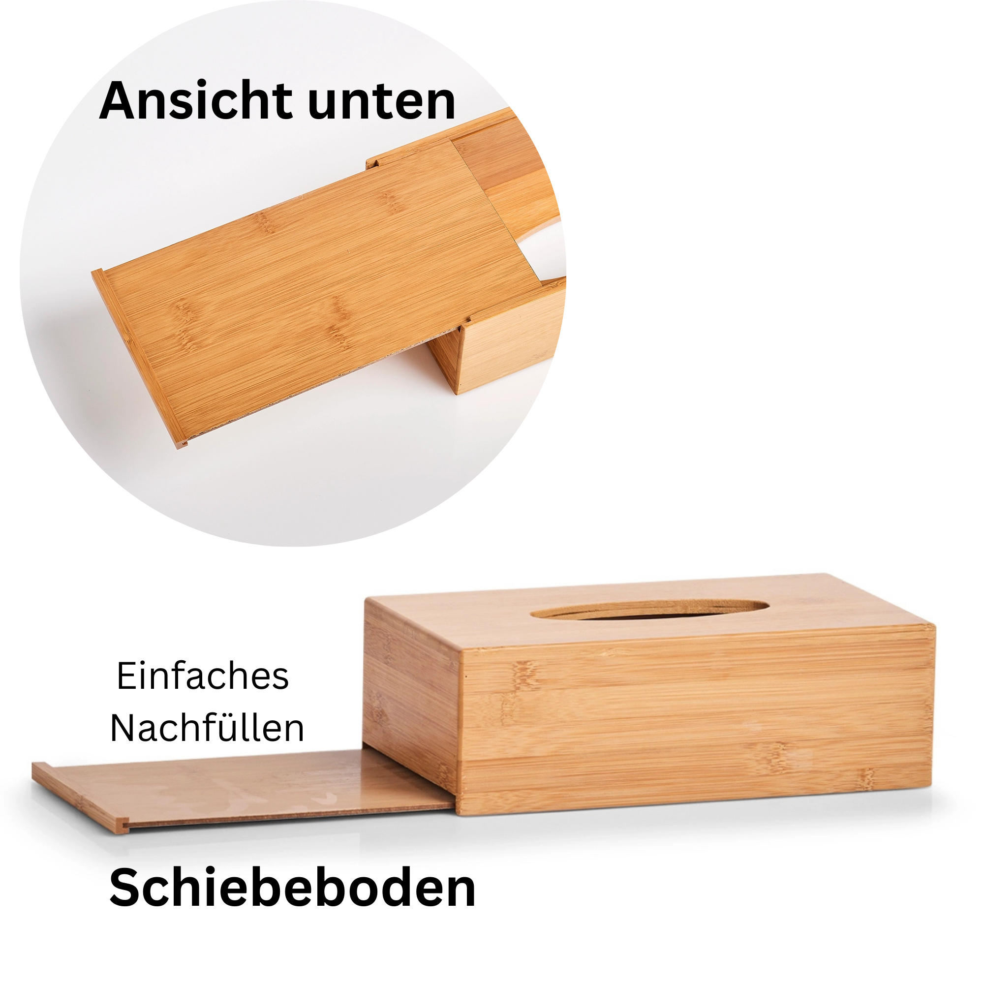 Taschentuchbox personalisiert aus Bambus – „WUNSCHTEXT mit Herz“ | Danke Geschenk & Abschiedsgeschenk