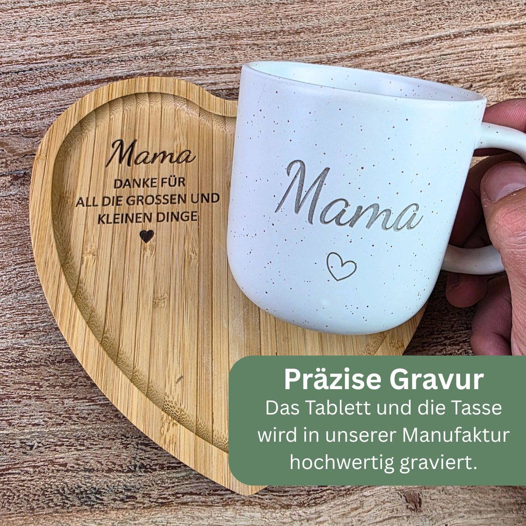 Muttertagsgeschenk für Mama oder Oma – Tasse mit Herztablett | Geschenk für Mama | Danke für all die großen und kleinen Dinge